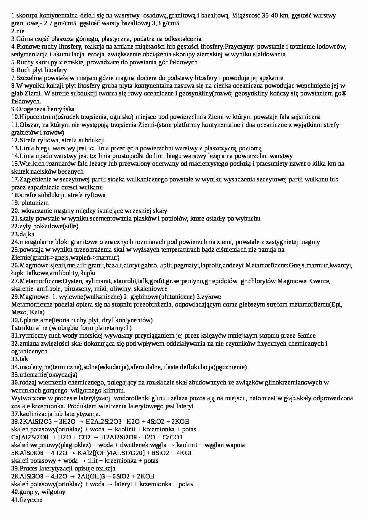 Geomorfologia - odpowiedzi  - strona 1