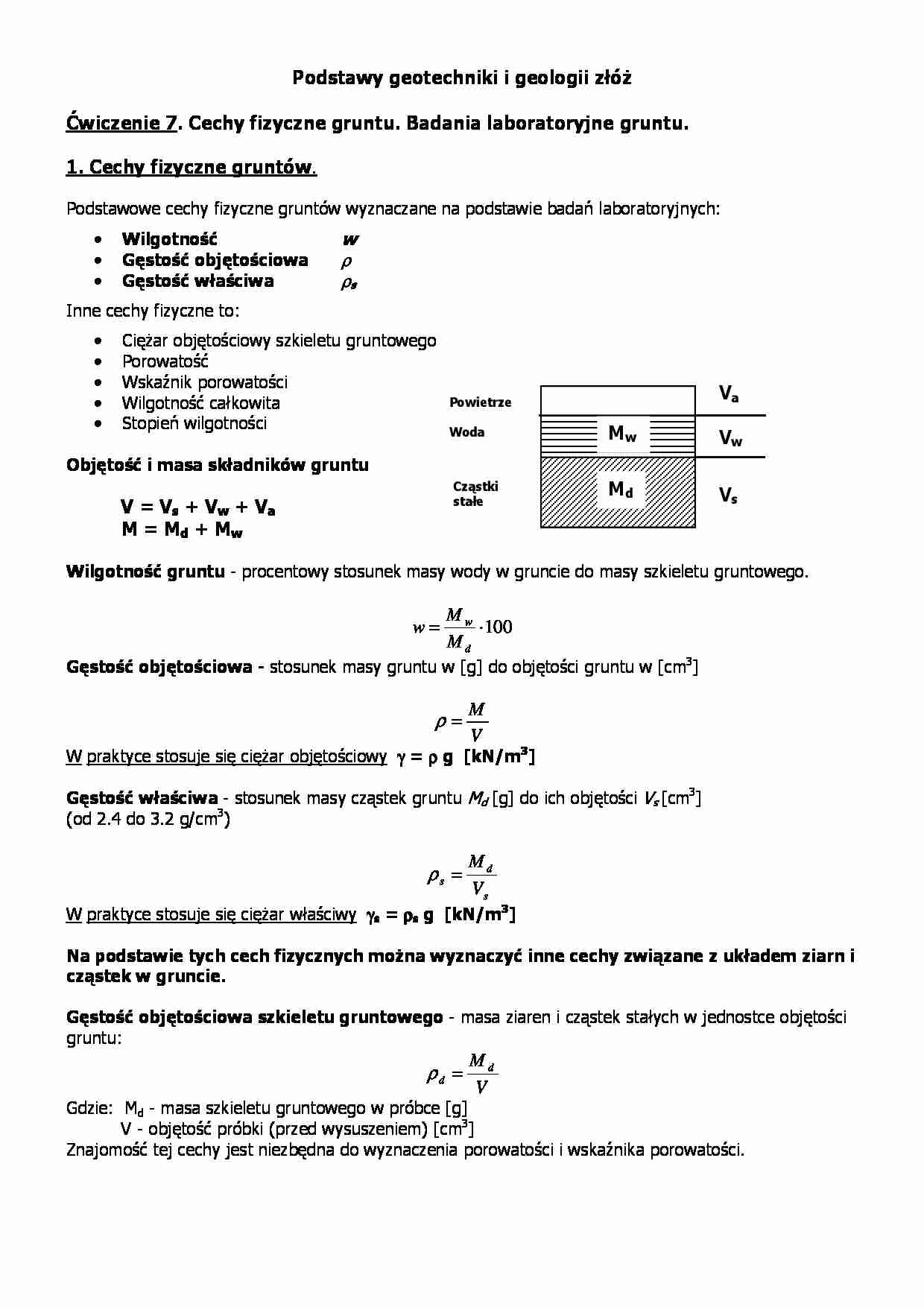 Geotechnika - ćwiczenie 7 - strona 1