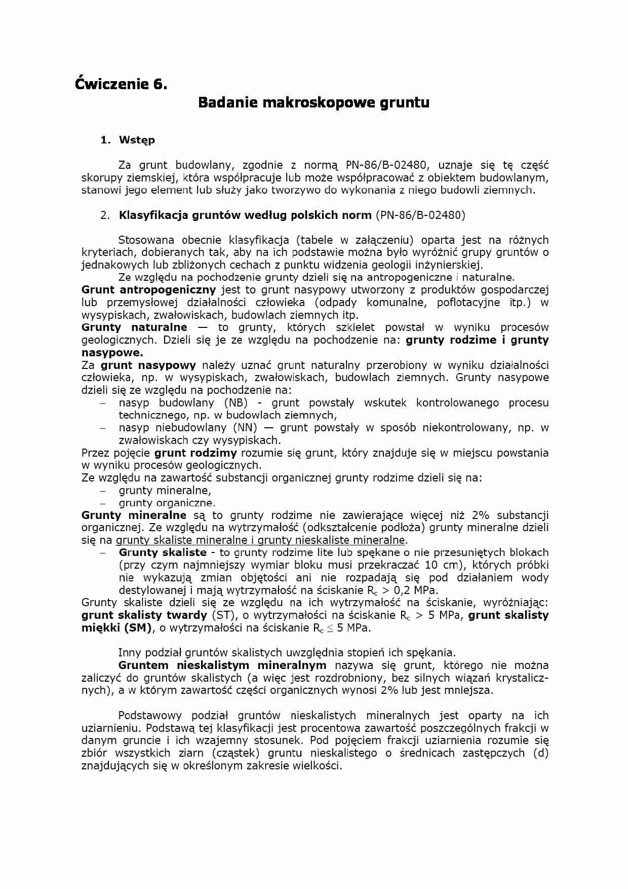 Geotechnika - ćwiczenie 6   - strona 1