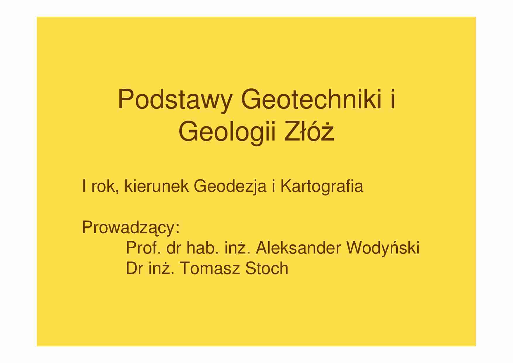 Podstawy geotechniki i geologii złóż - Gruntoznawstwo - strona 1