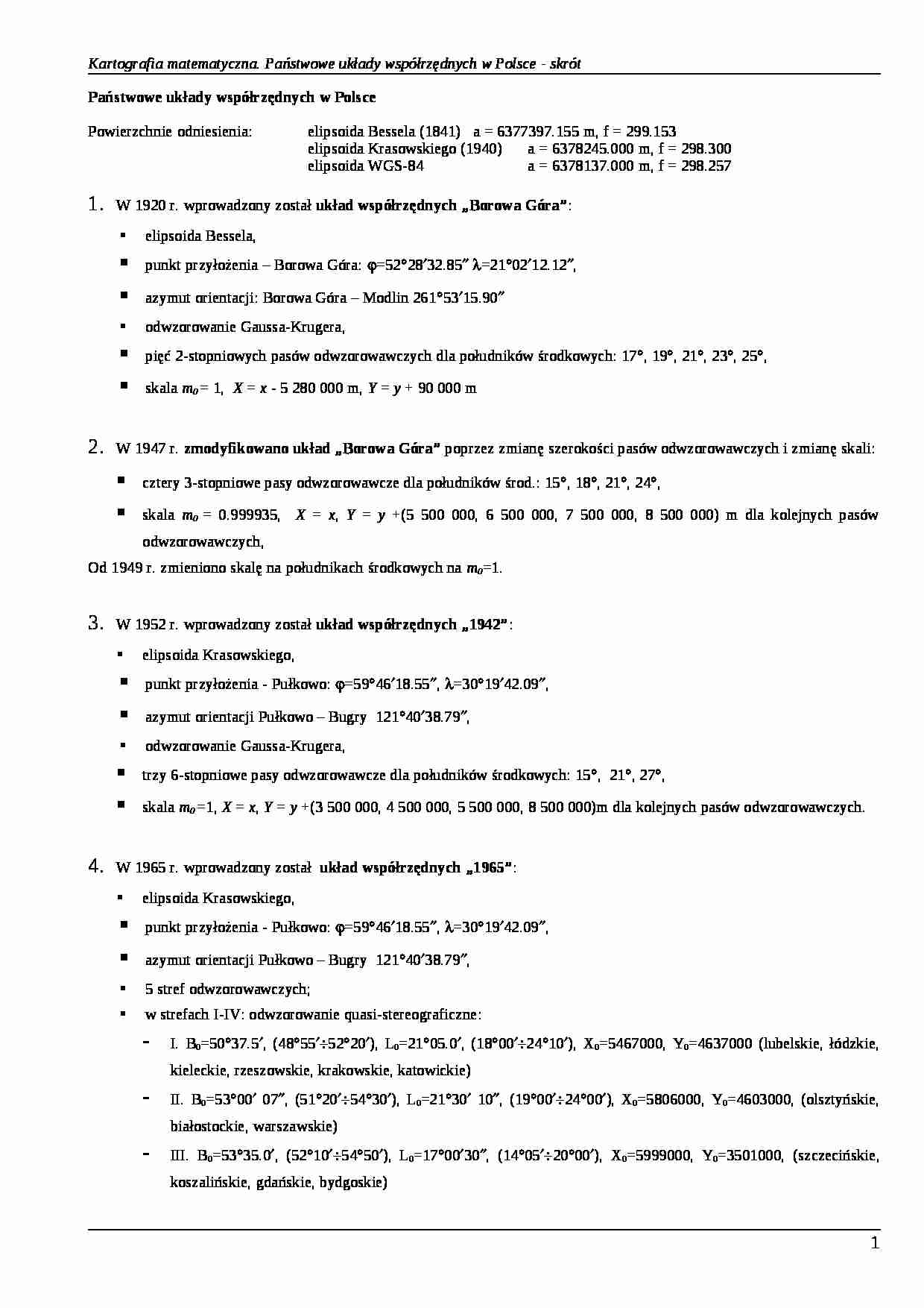 Państwowe układy współrzędnych w Polsce - strona 1