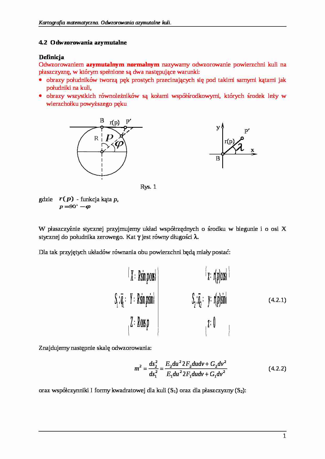 Odwzorowania azymutalne - Rzut ortograficzny  - strona 1