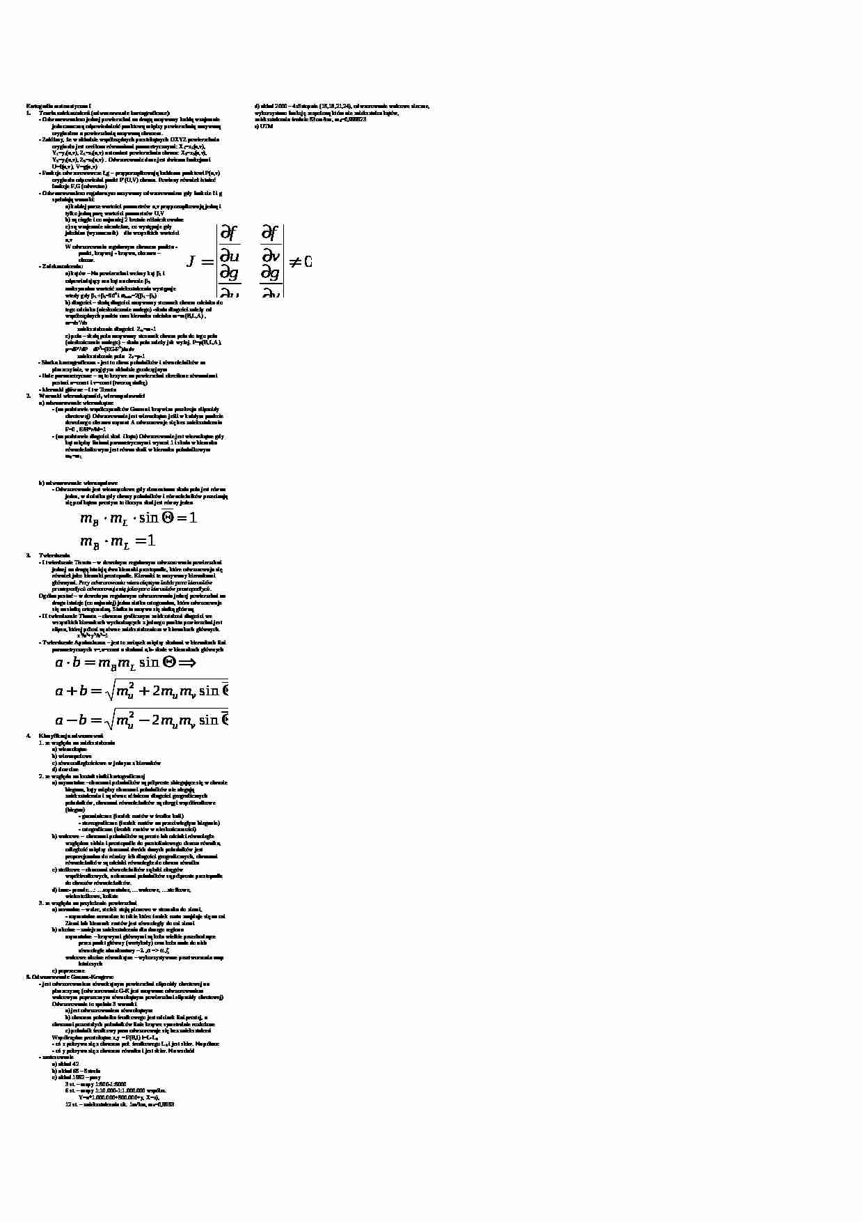 Kartografia matematyczna - zagadnienia ogólne  - strona 1