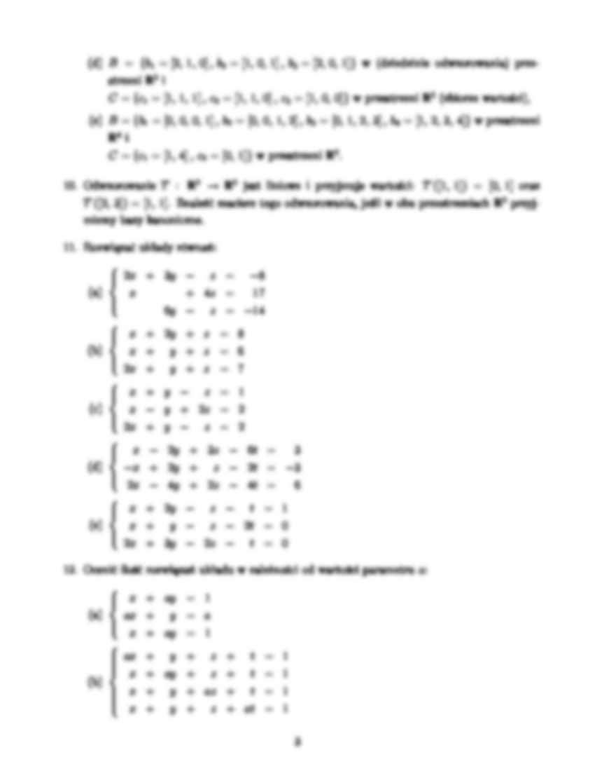 Algebra liniowa - zestaw zadań - strona 3