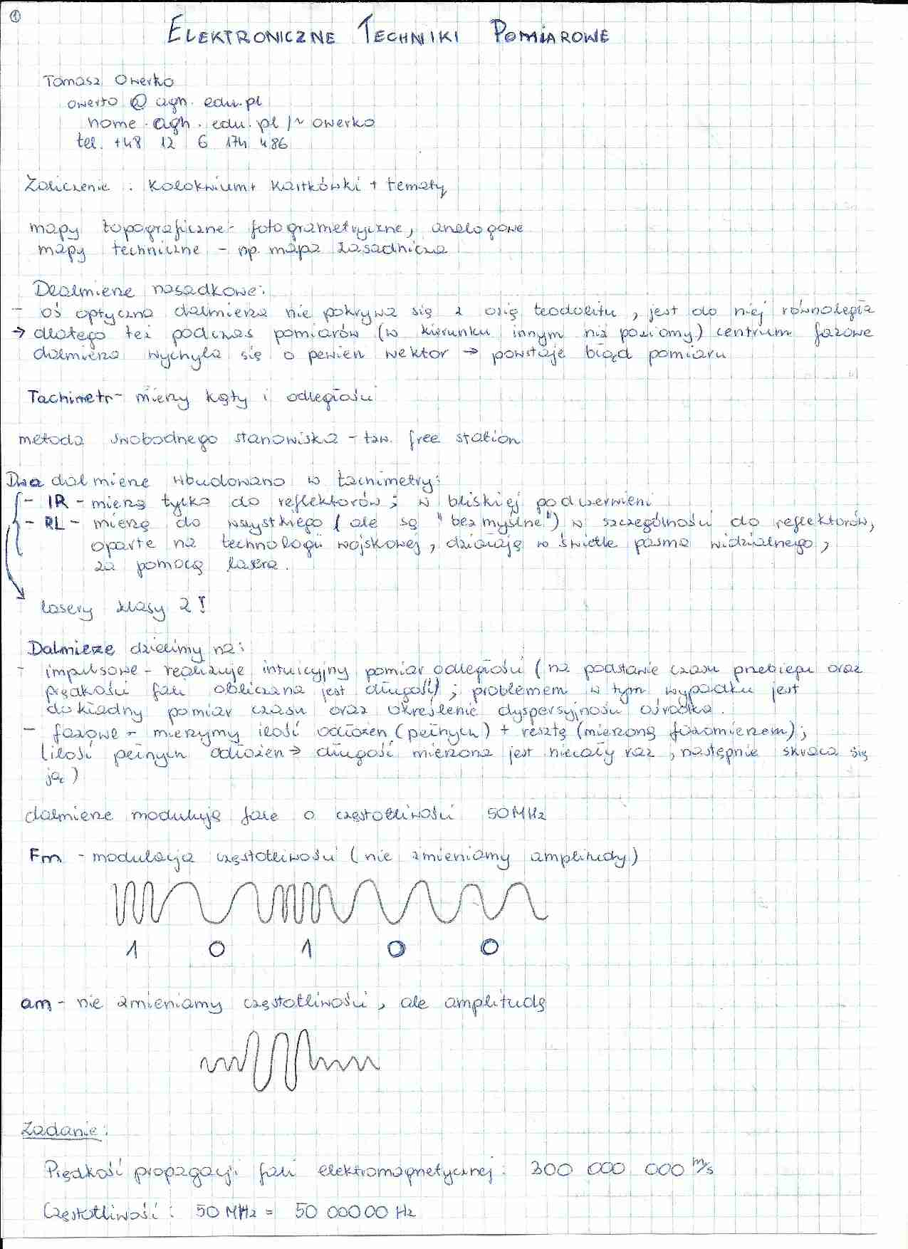 Elektroniczne techniki pmiarowe - notatki z ćwiczeń - strona 1