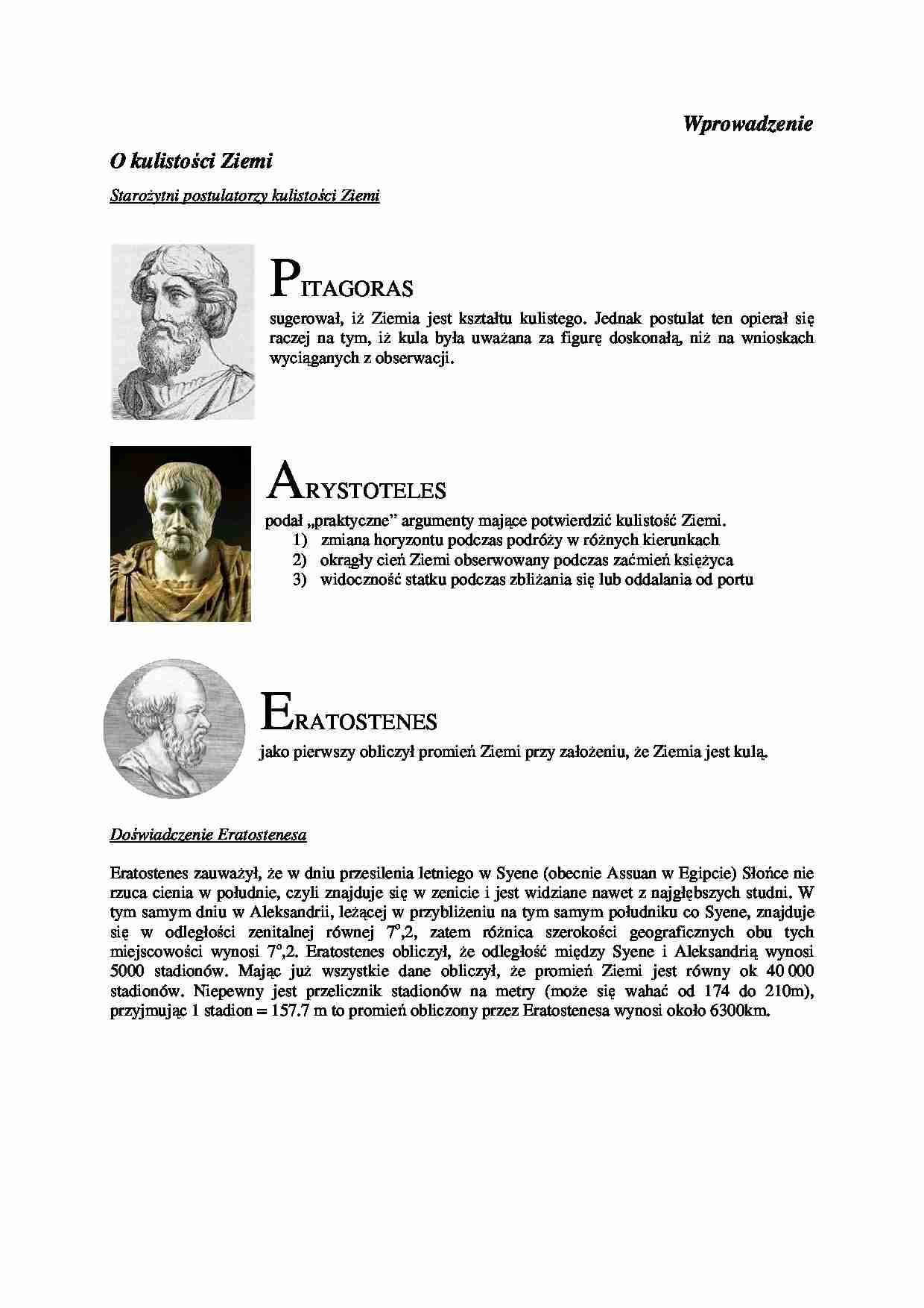 Wprowadzenie o kulistości Ziemi   - strona 1