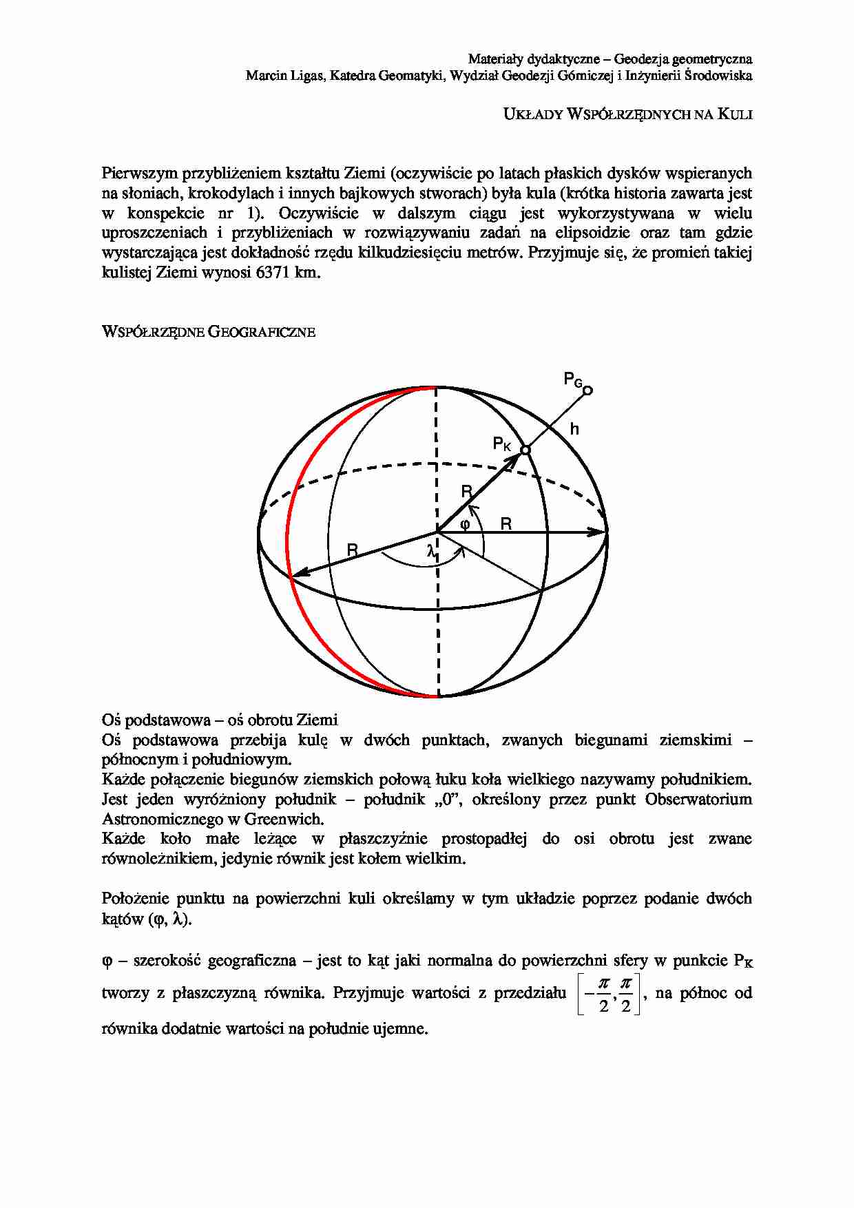 Układy współrzędnych na kuli - strona 1