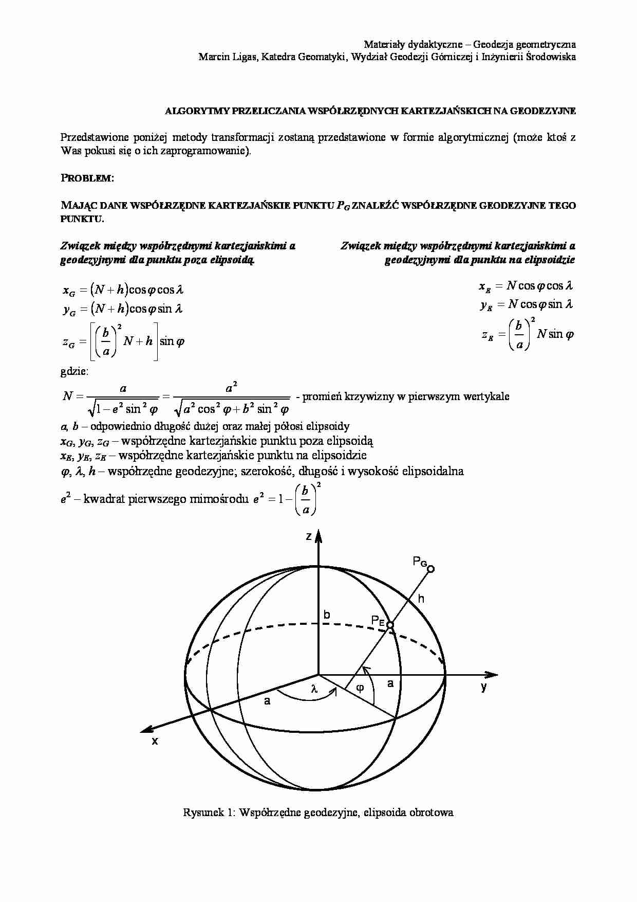 Algorytmy przeliczania współrzędnych kartezjańskich  - strona 1