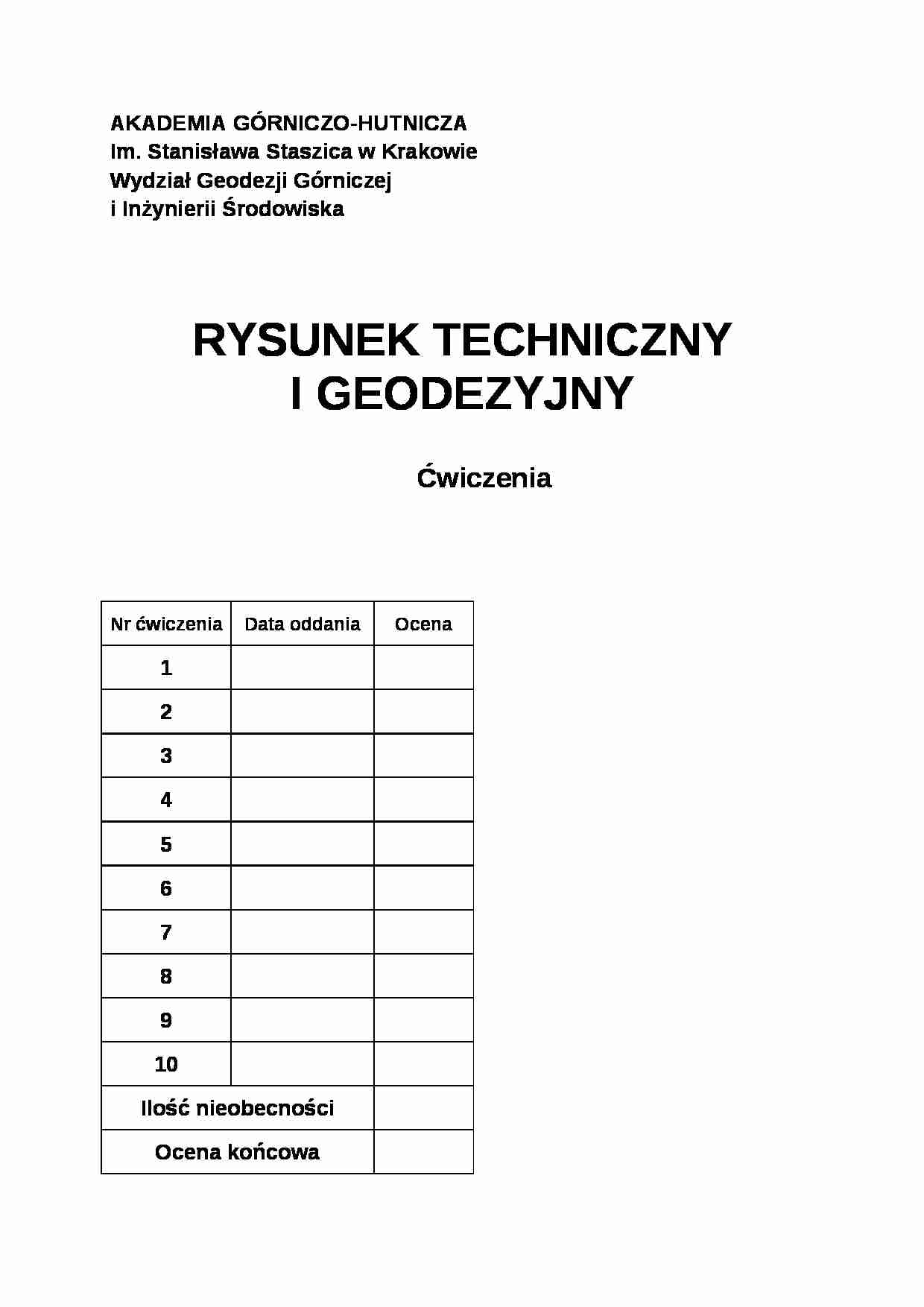 Rysunek techniczny i geodezyjny - okładka  - strona 1