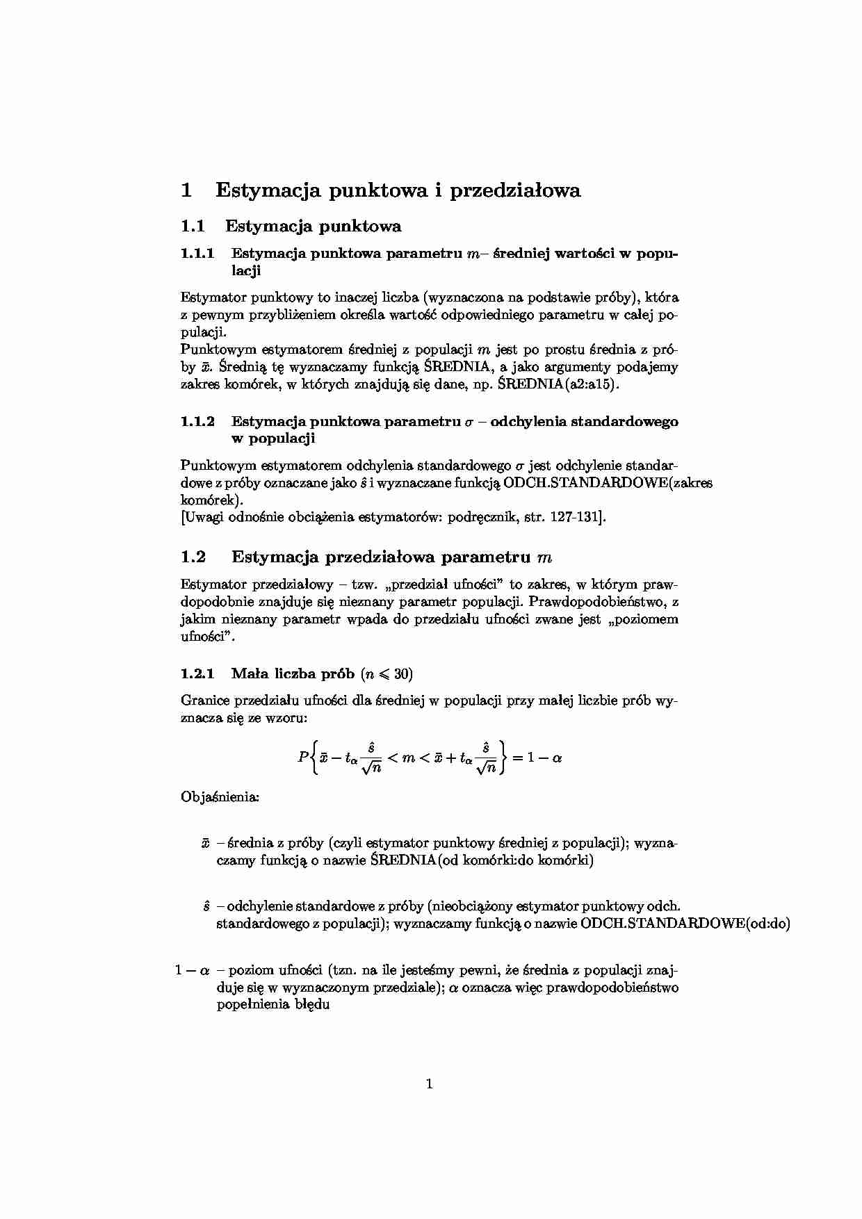 Estymacja punktowa i przedziałowa - strona 1