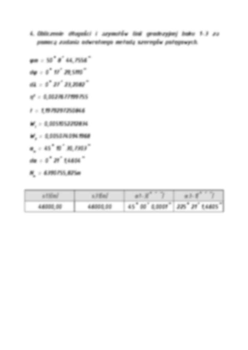 Przenoszenie współrzędnych geodezyjnych i azymutu na powierzchnie elipsoidy - strona 3