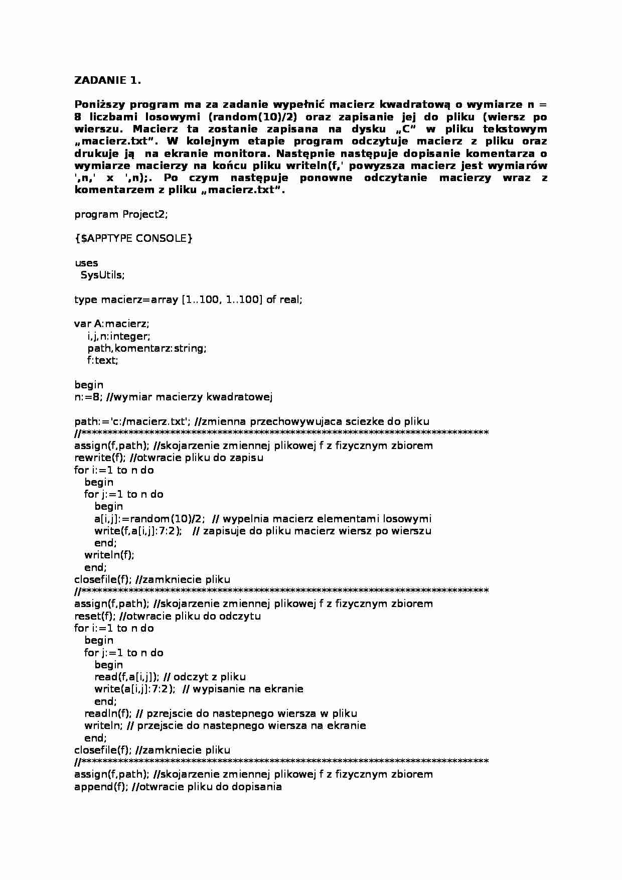 Zadania do egzaminu - strona 1