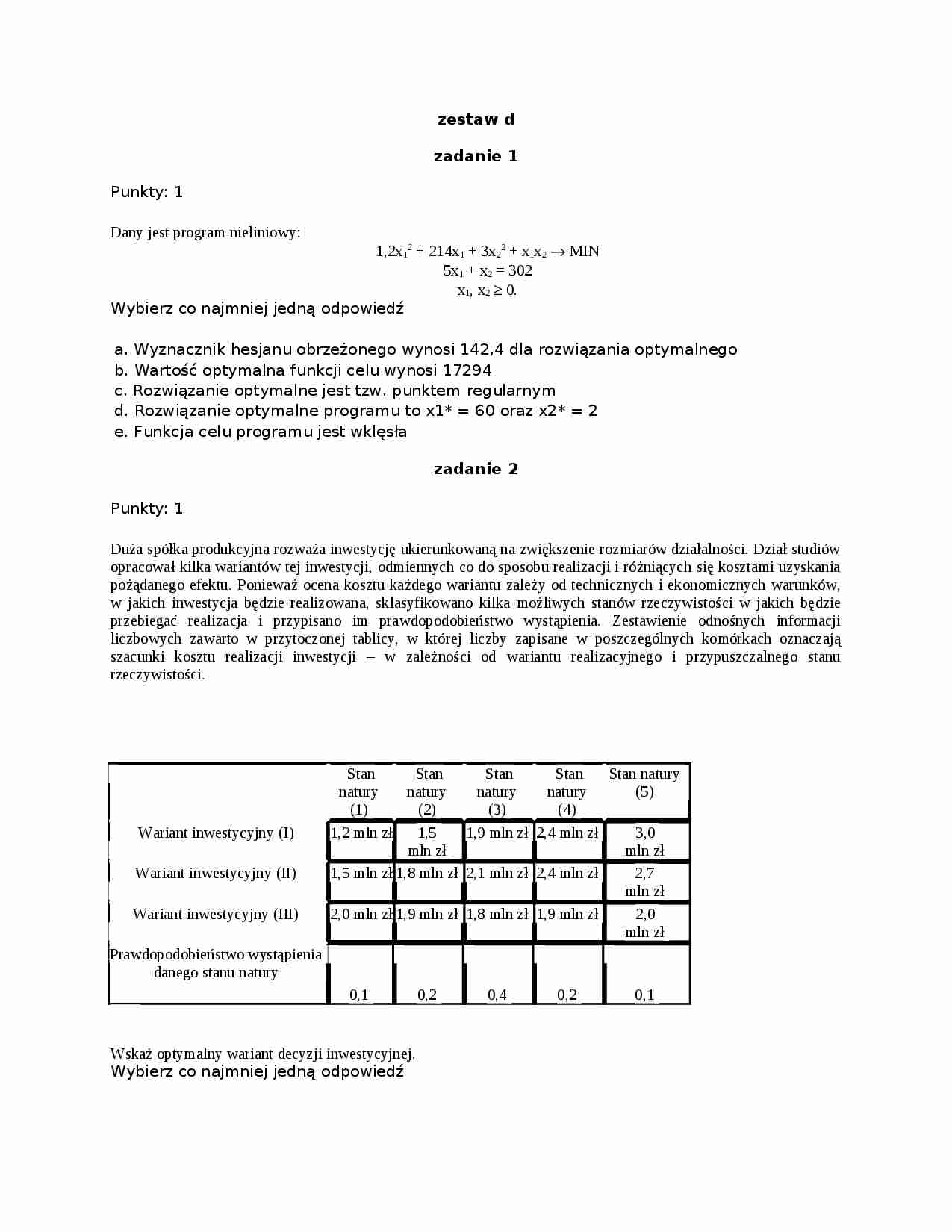 Zadania z badań operacyjnych. cz.2 - strona 1