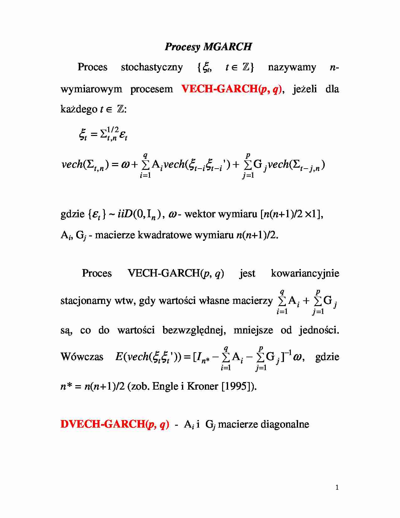 Modele MGARCH - omówienie. - strona 1