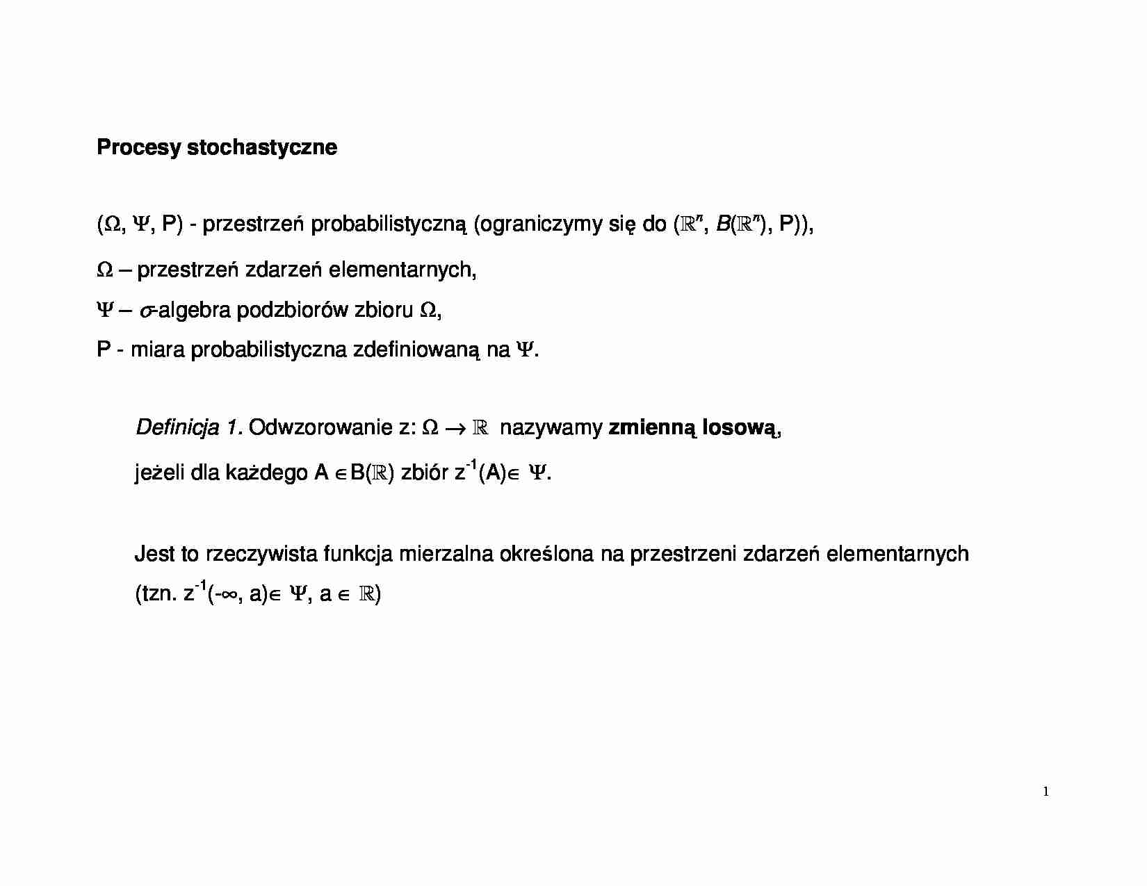 Procesy stochastyczne - omówienie. - strona 1