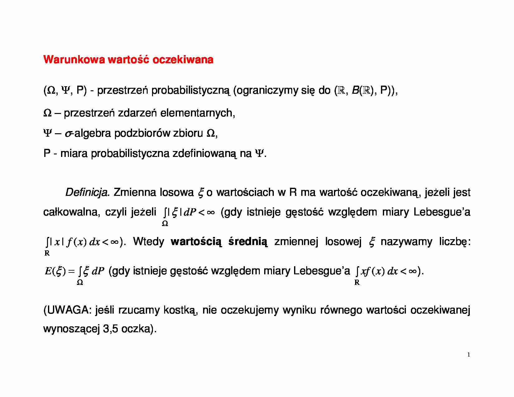 Warunkowa wartość oczekiwana - strona 1