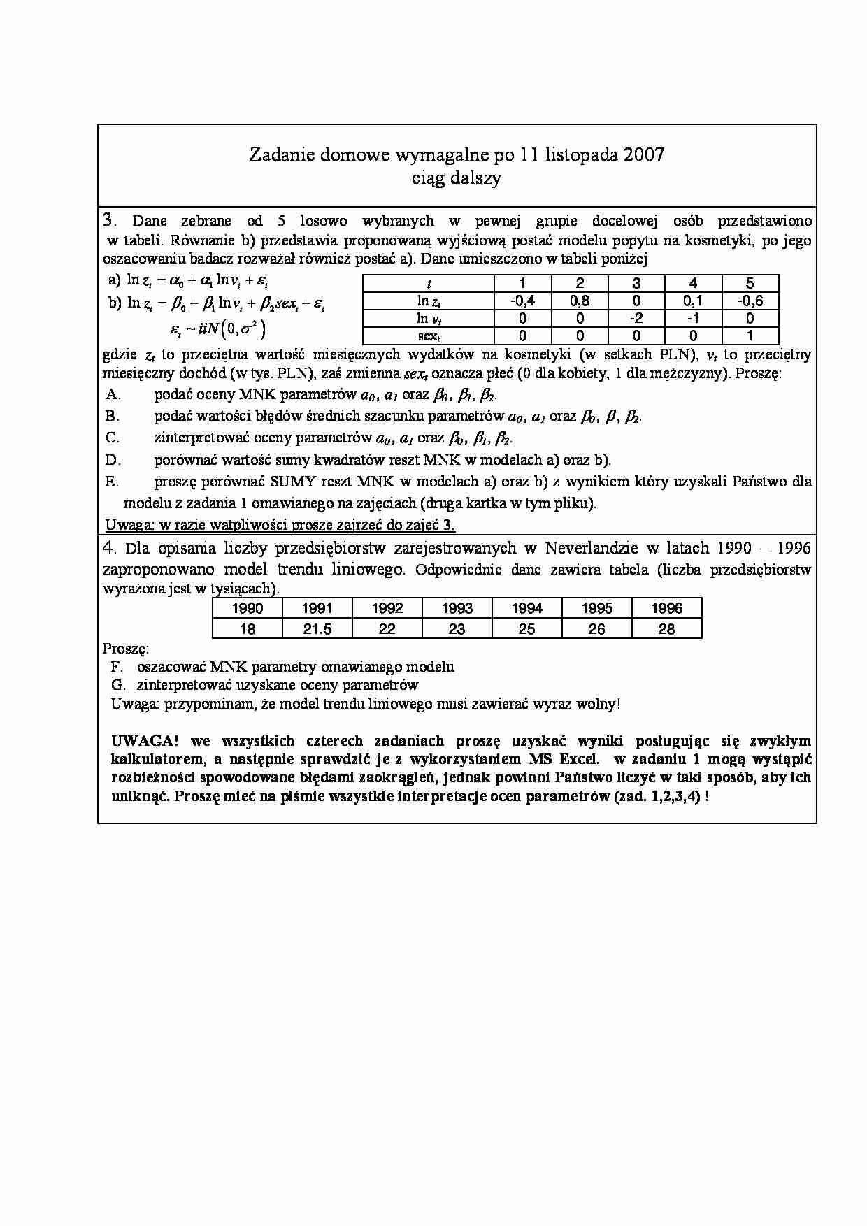 Zadania z ekonometrii cz. 2 - strona 1