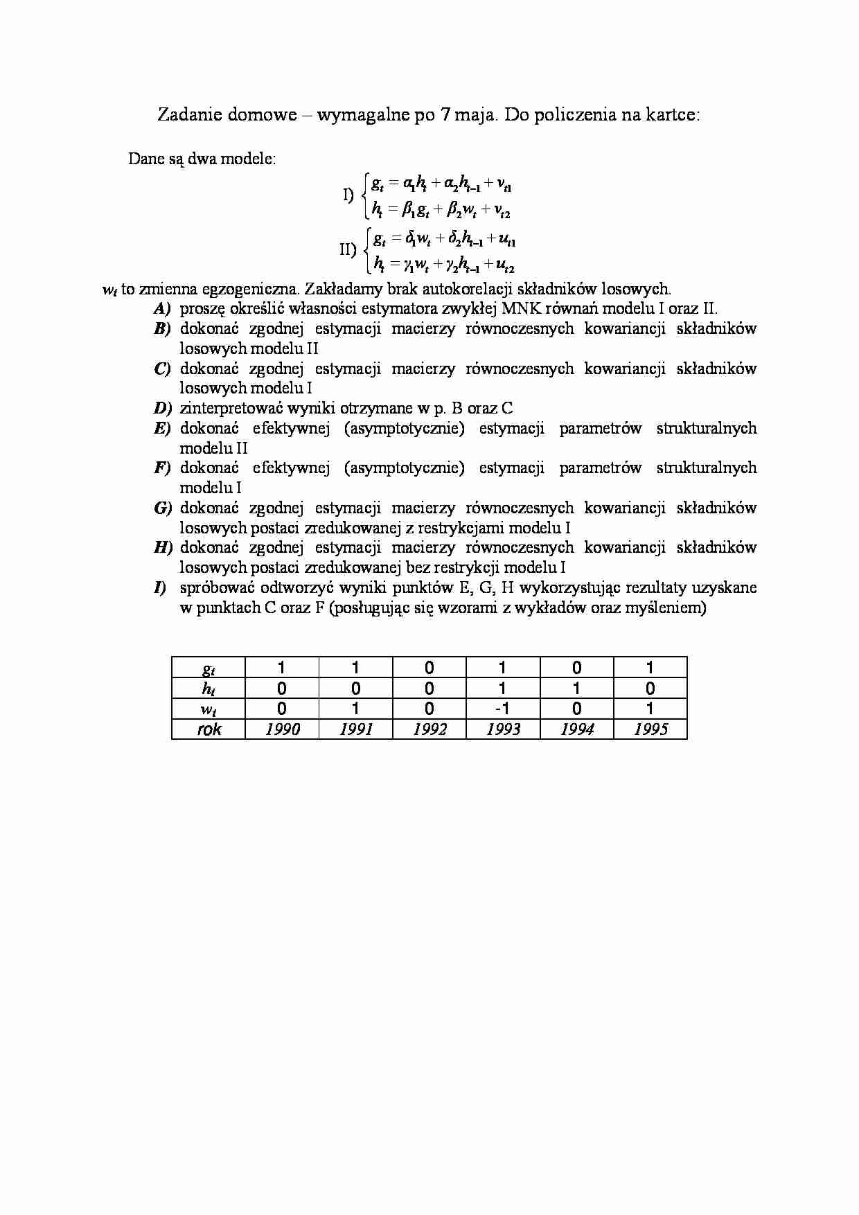 Przykładowe zadania domowe - maj. - strona 1
