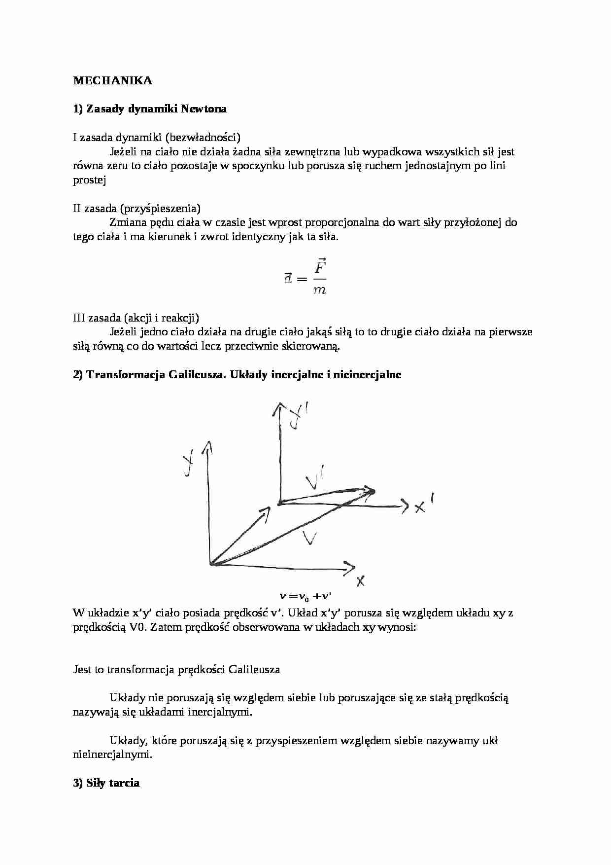 Opracowanie zagadnień z mechaniki - strona 1