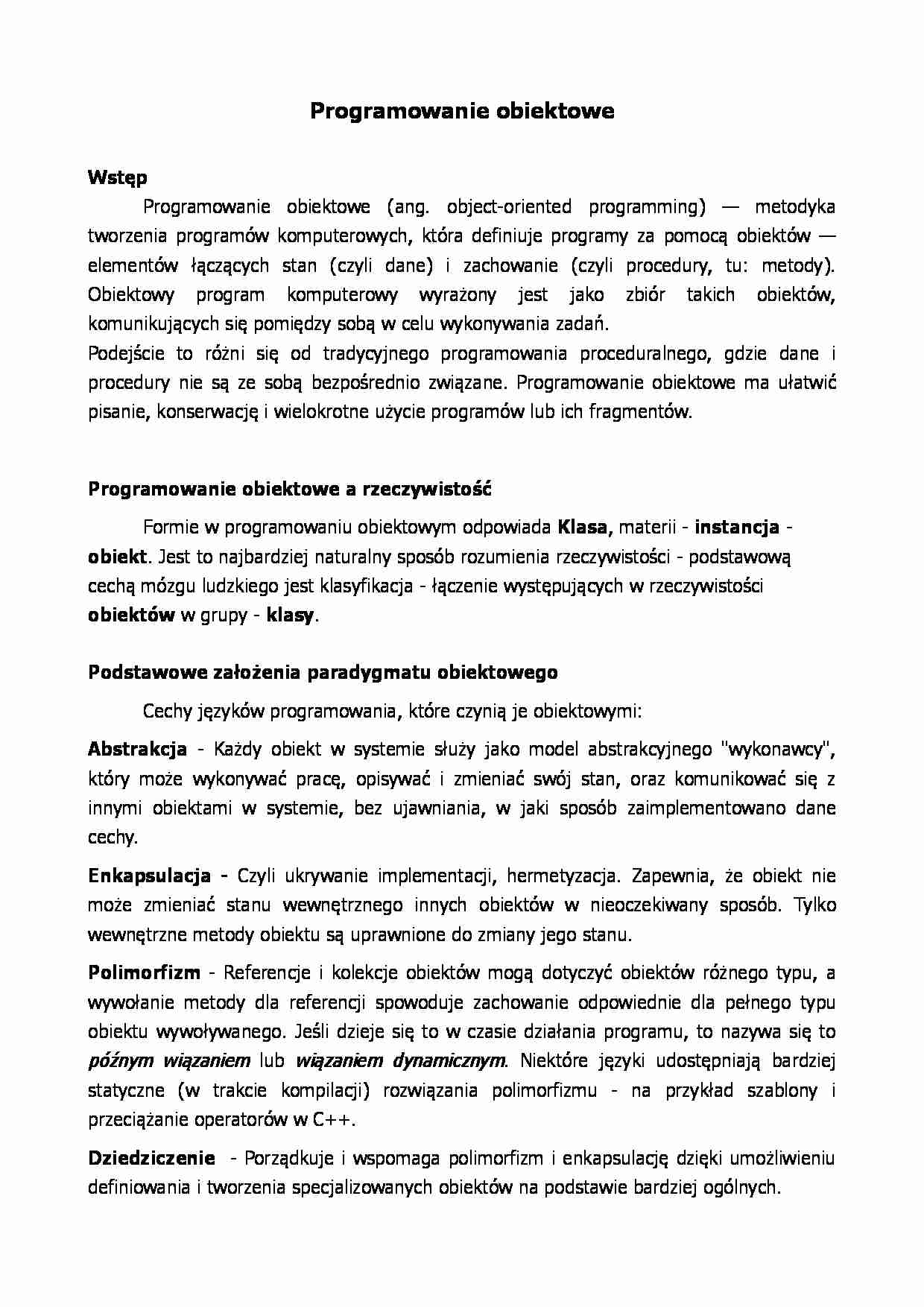 Programowanie obiektowe a rzeczywistość - strona 1