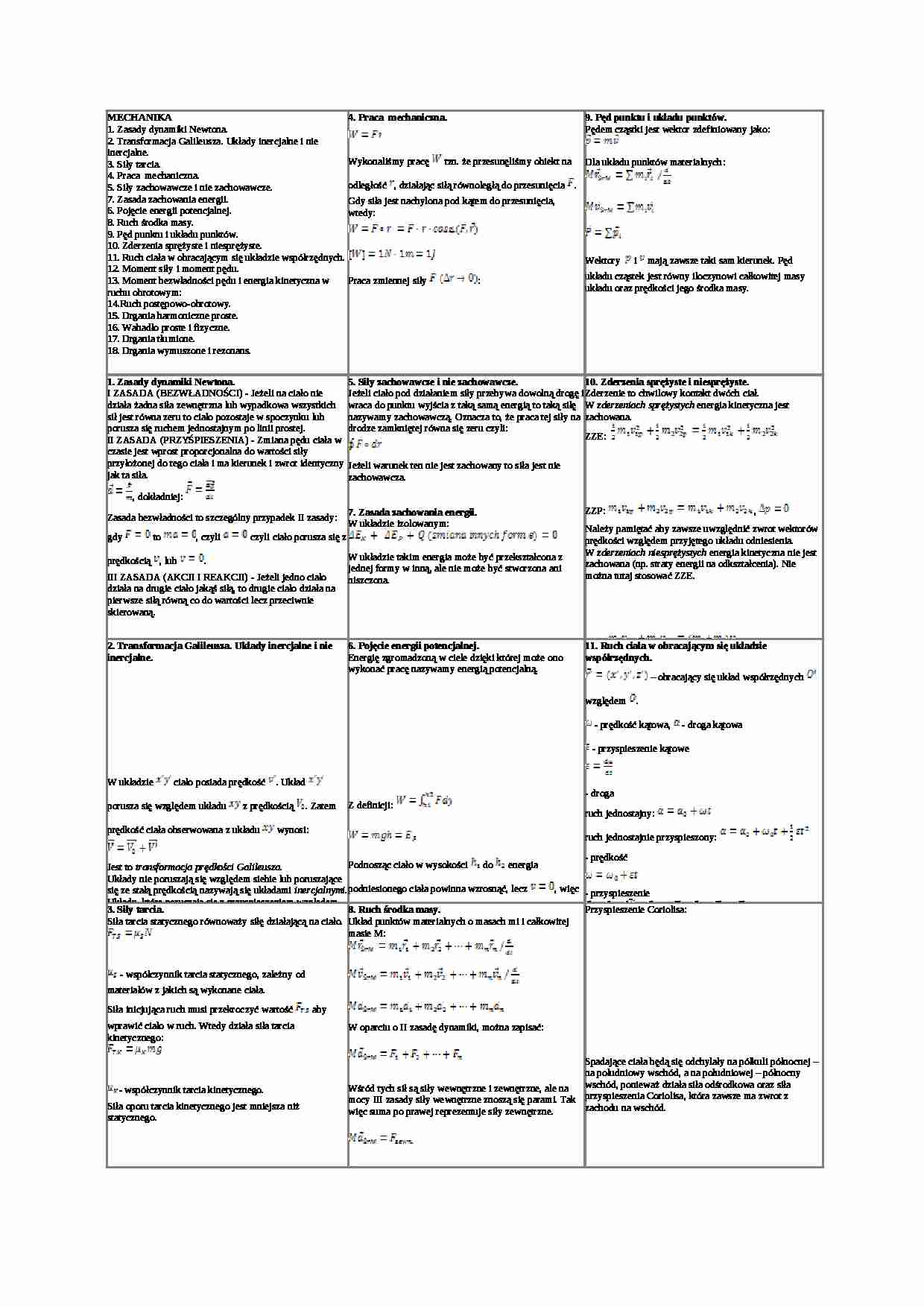 Mechanika - opracowane zagadnienia. - strona 1