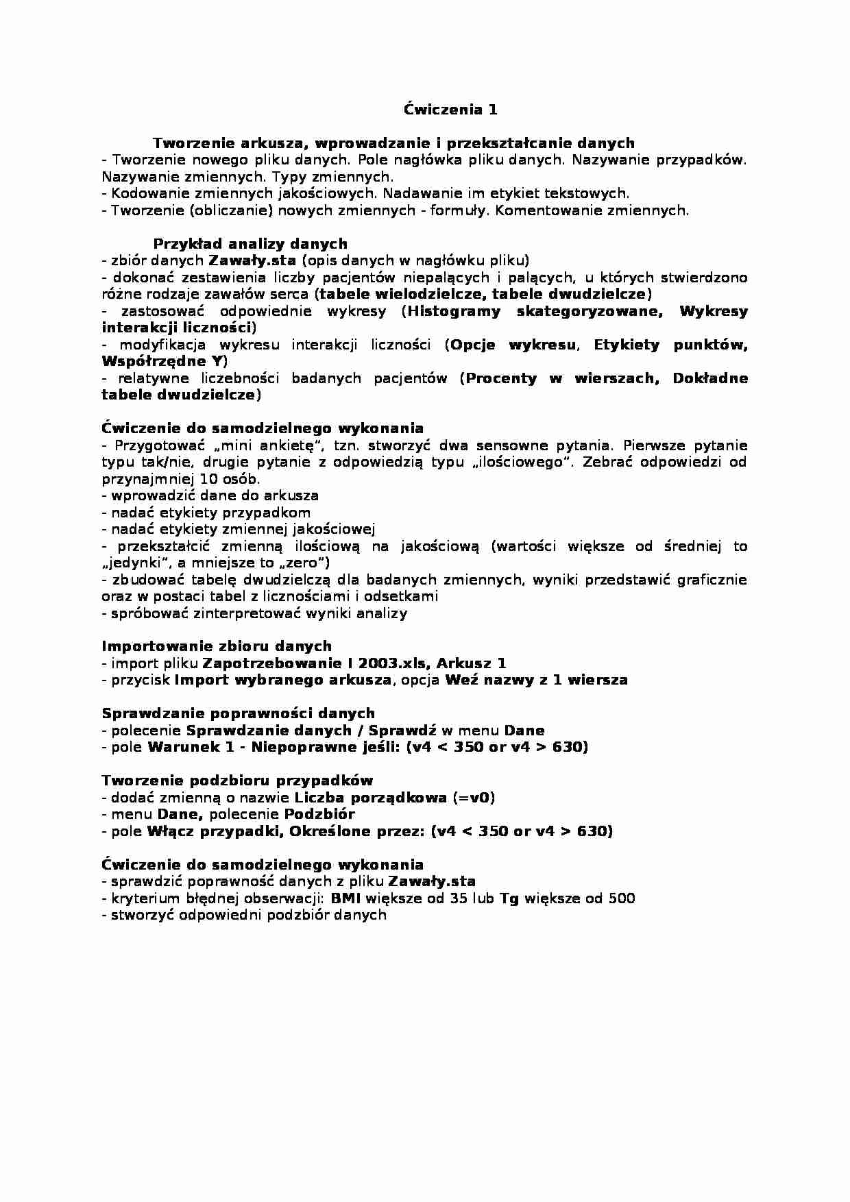 Ćwiczenia z analizy wielowymiarowej 2 - strona 1