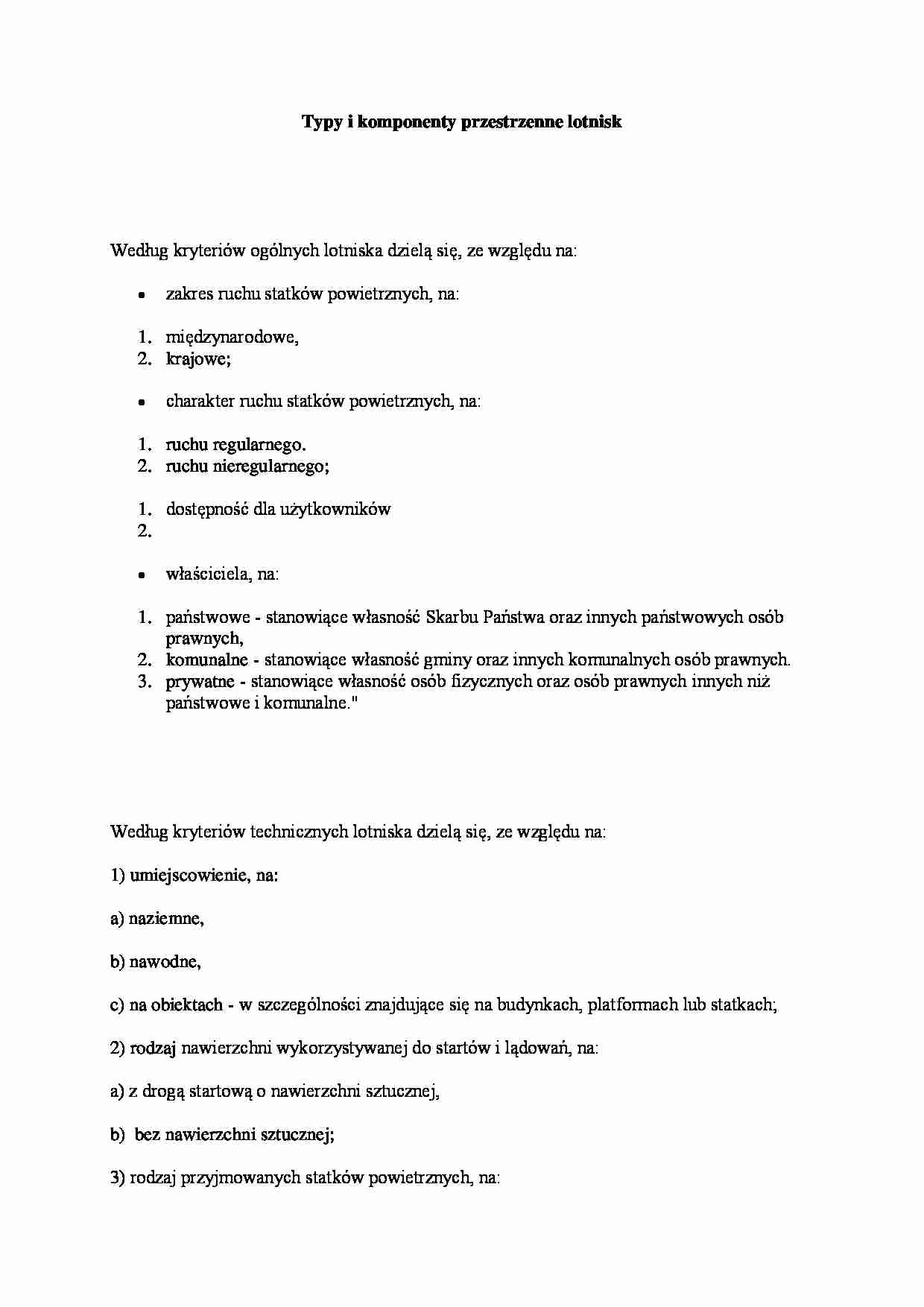 Typy i komponenty przestrzenne lotnisk - strona 1