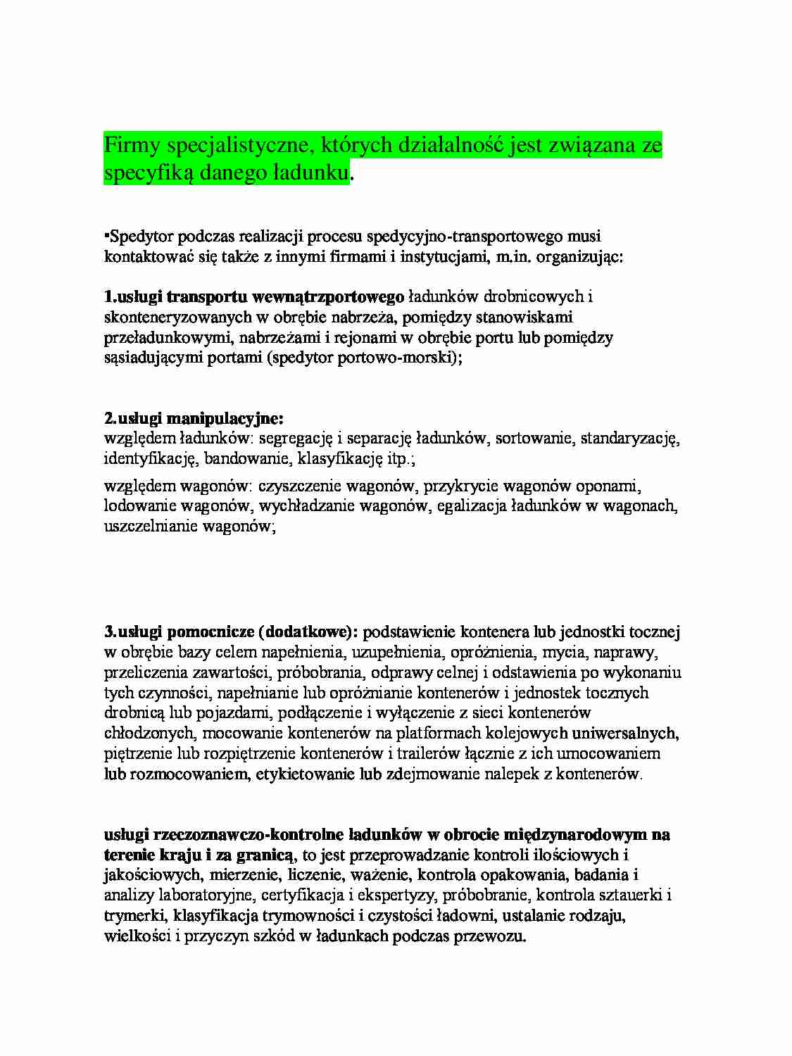 Firmy specjalistyczne - spedycja - strona 1