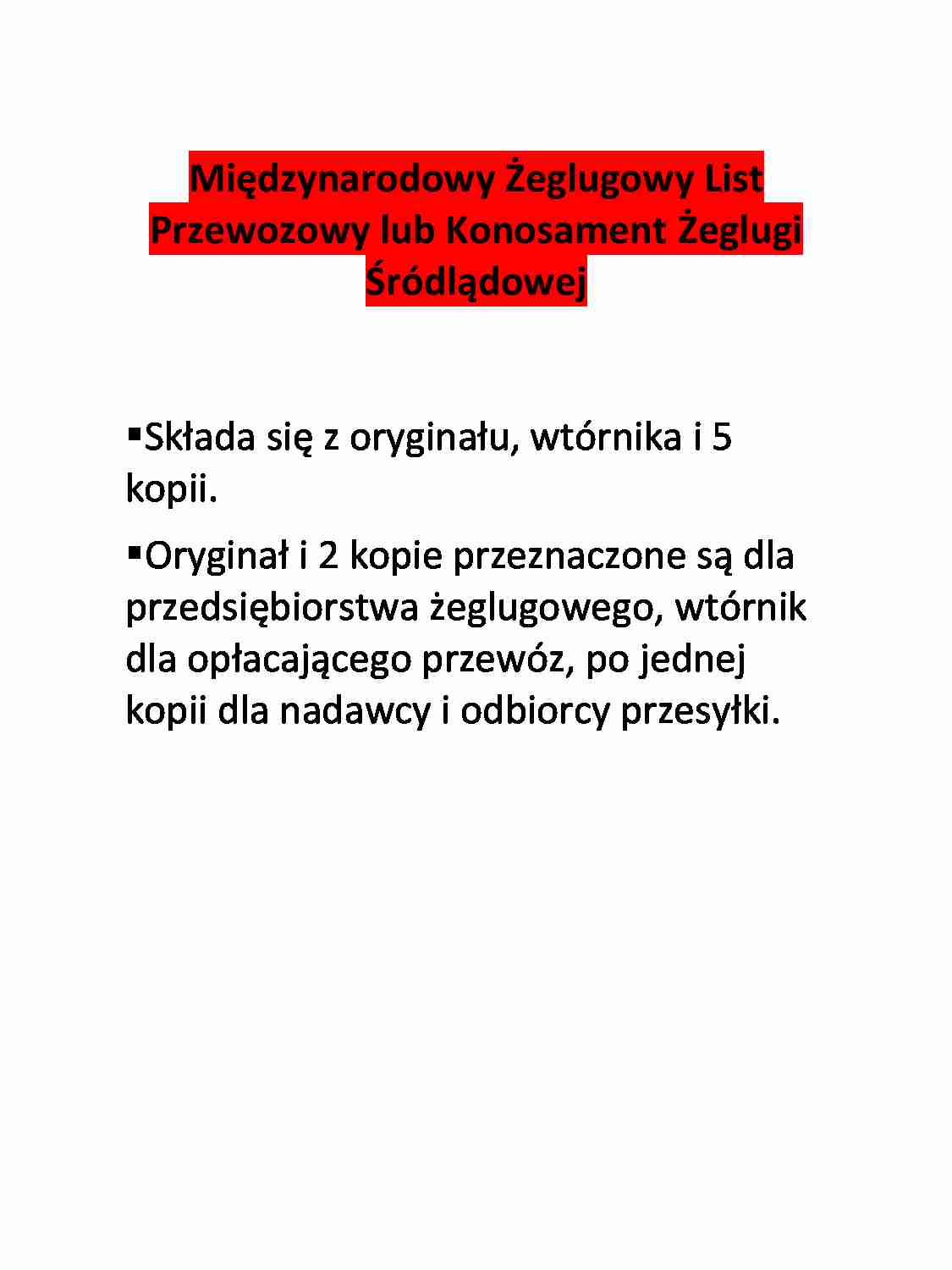 Międzynarodowy Żeglugowy List Przewozowy  - strona 1