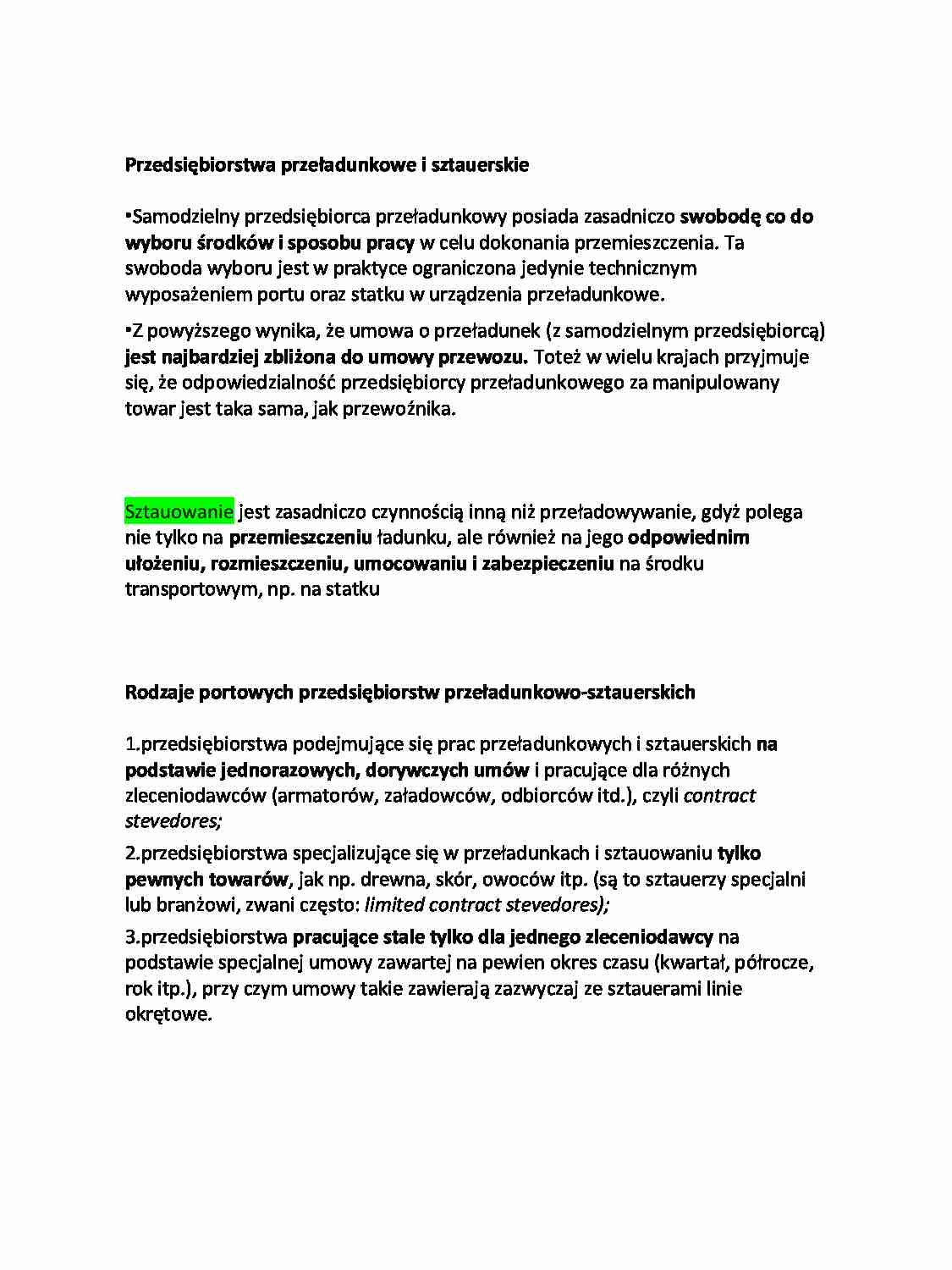 Przedsiębiorstwa przeładunkowe i sztauerskie - strona 1