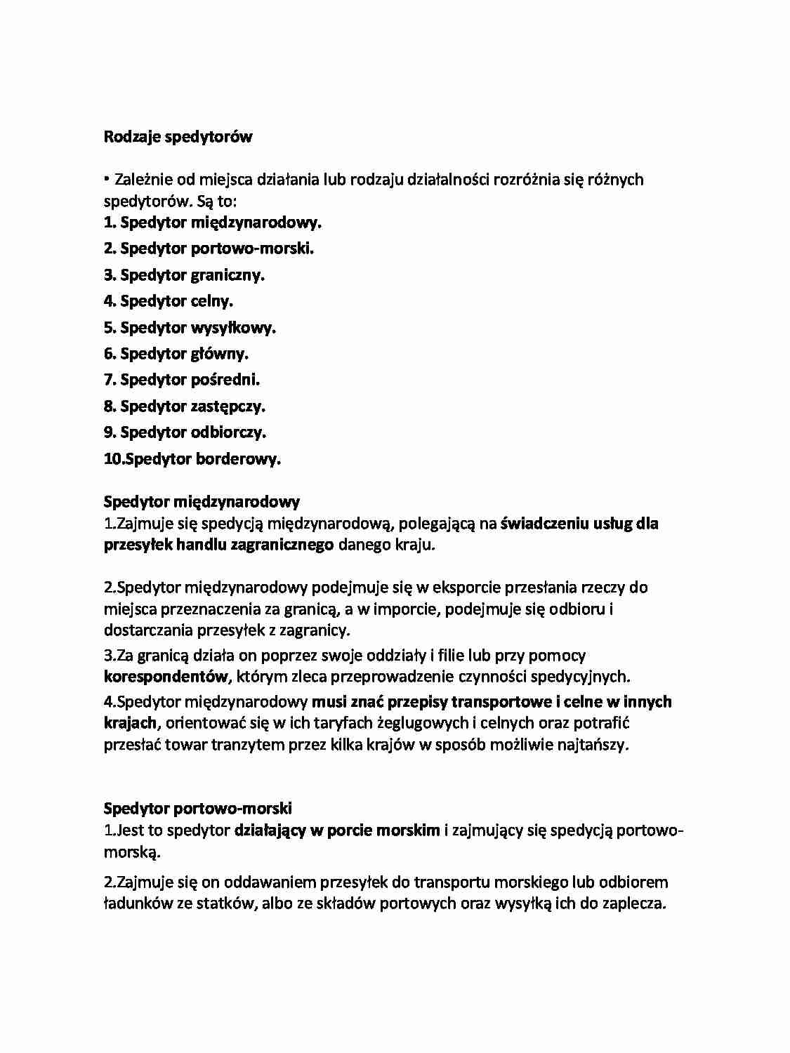 Rodzaje spedytorów - strona 1