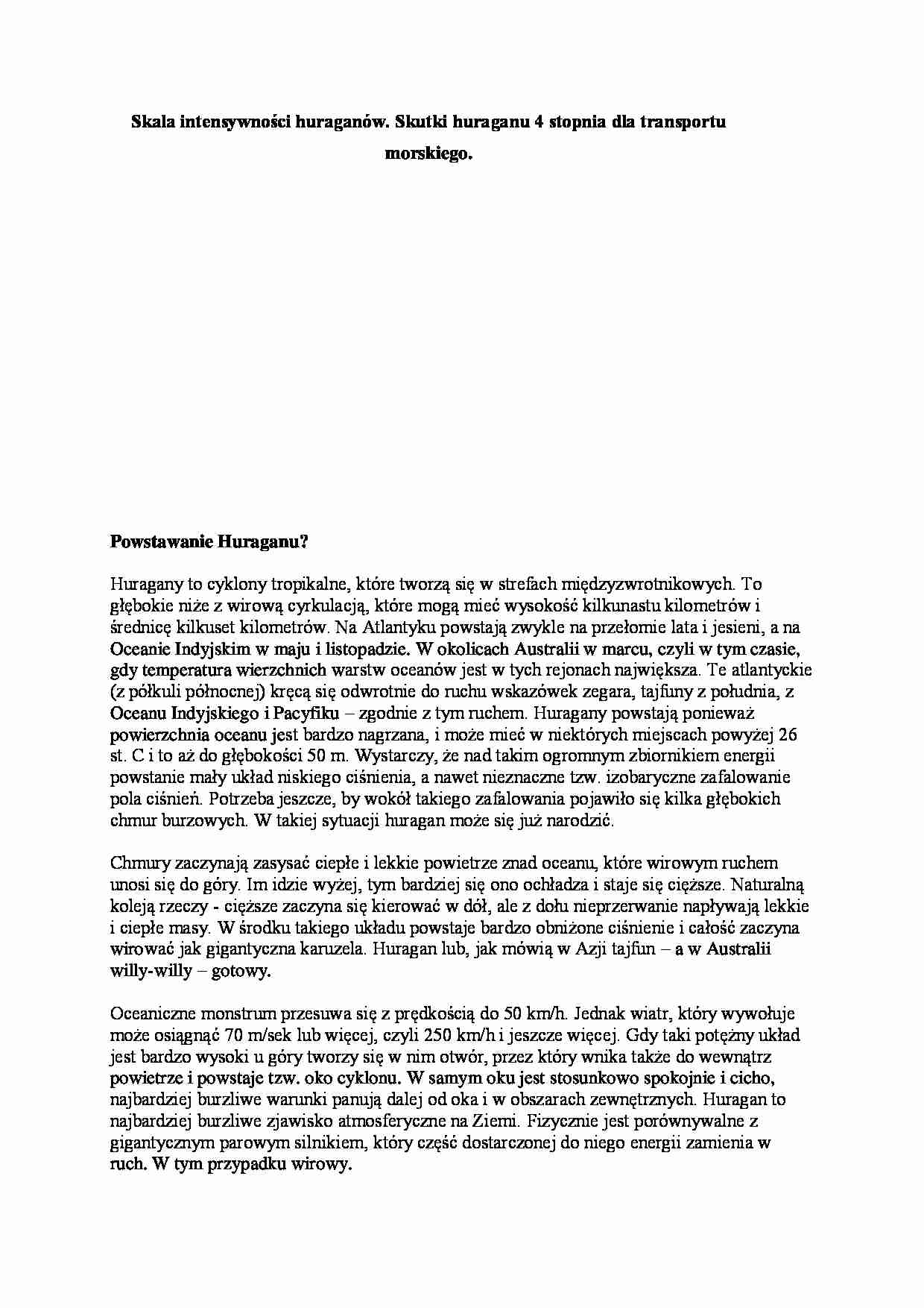 Skutki huraganu dla transportu morskiego  - strona 1