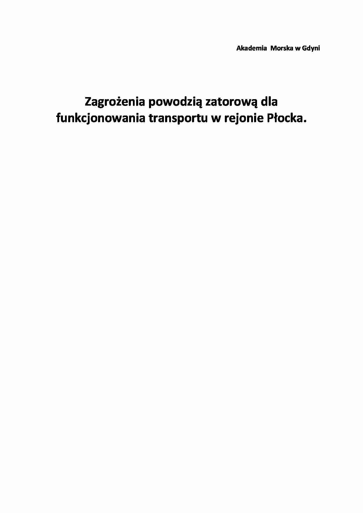 Zagrożenia powodzią zatorową a funkcjonowanie transportu - strona 1