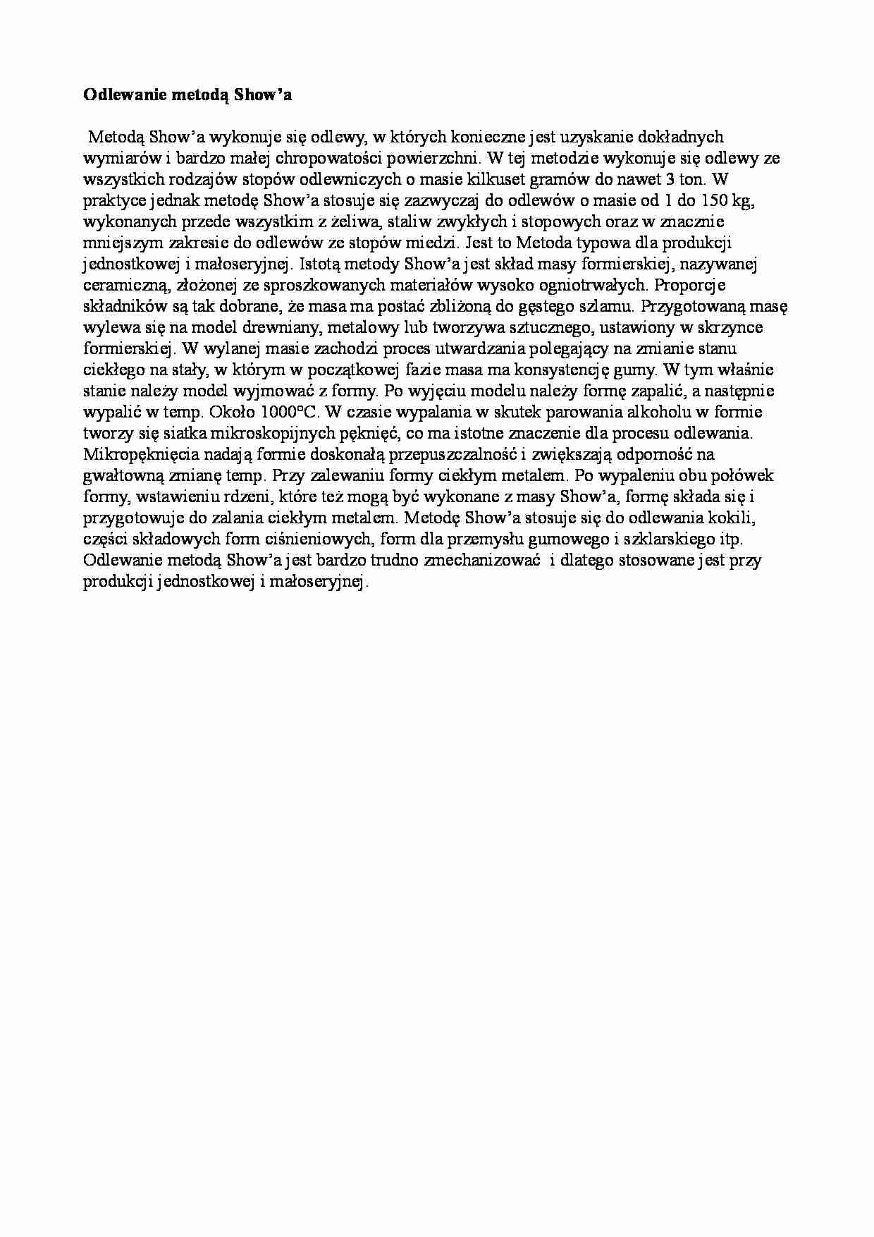 Odlewanie metodą Show’a - strona 1