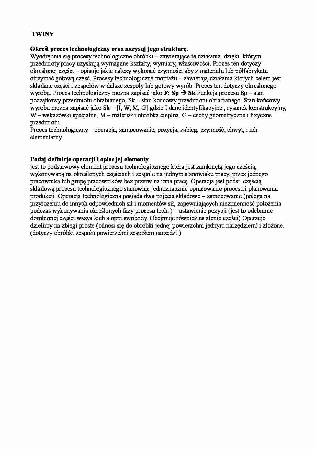 Proces technologiczny i operacja - strona 1