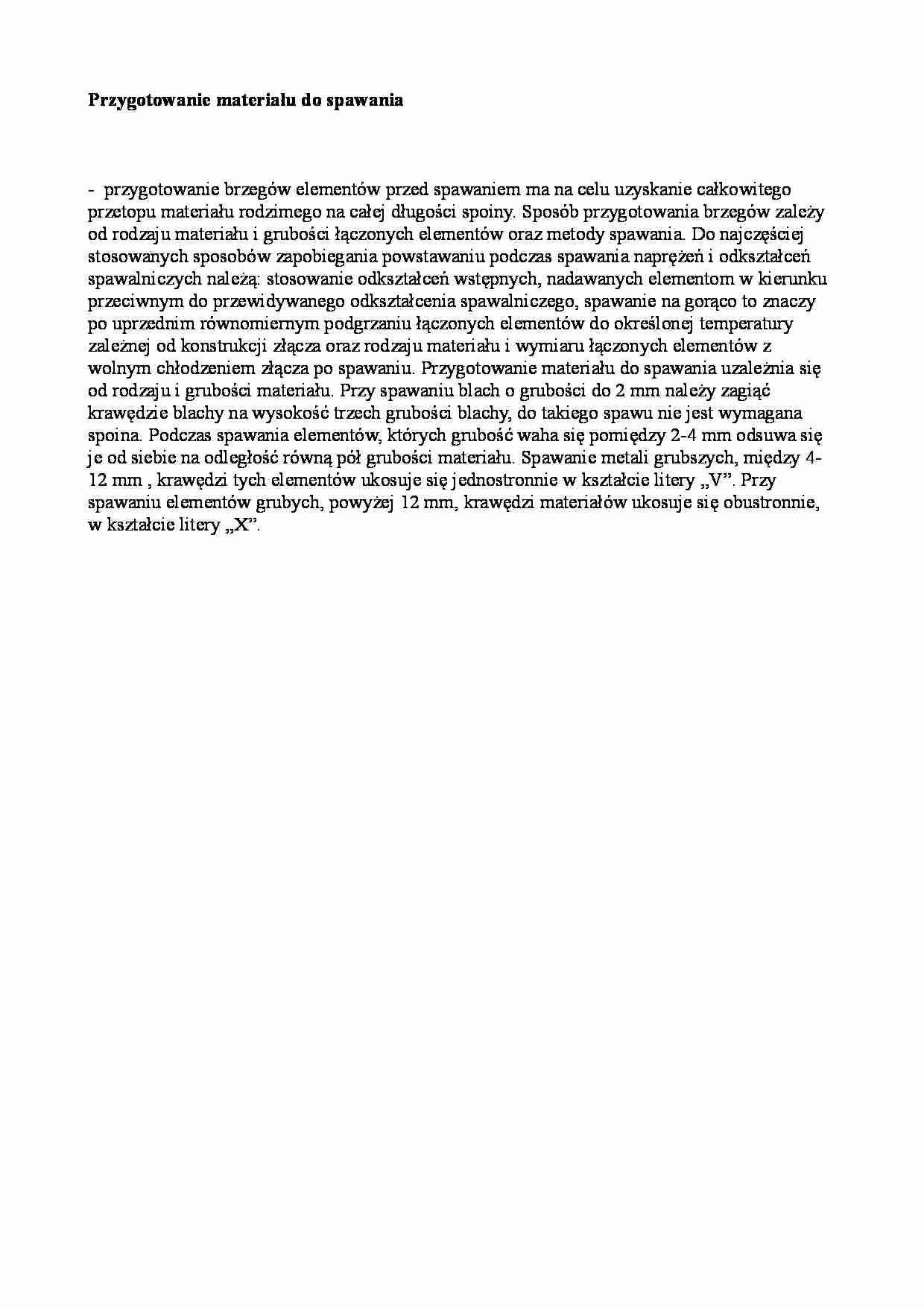 Przygotowanie materiału do spawania - strona 1