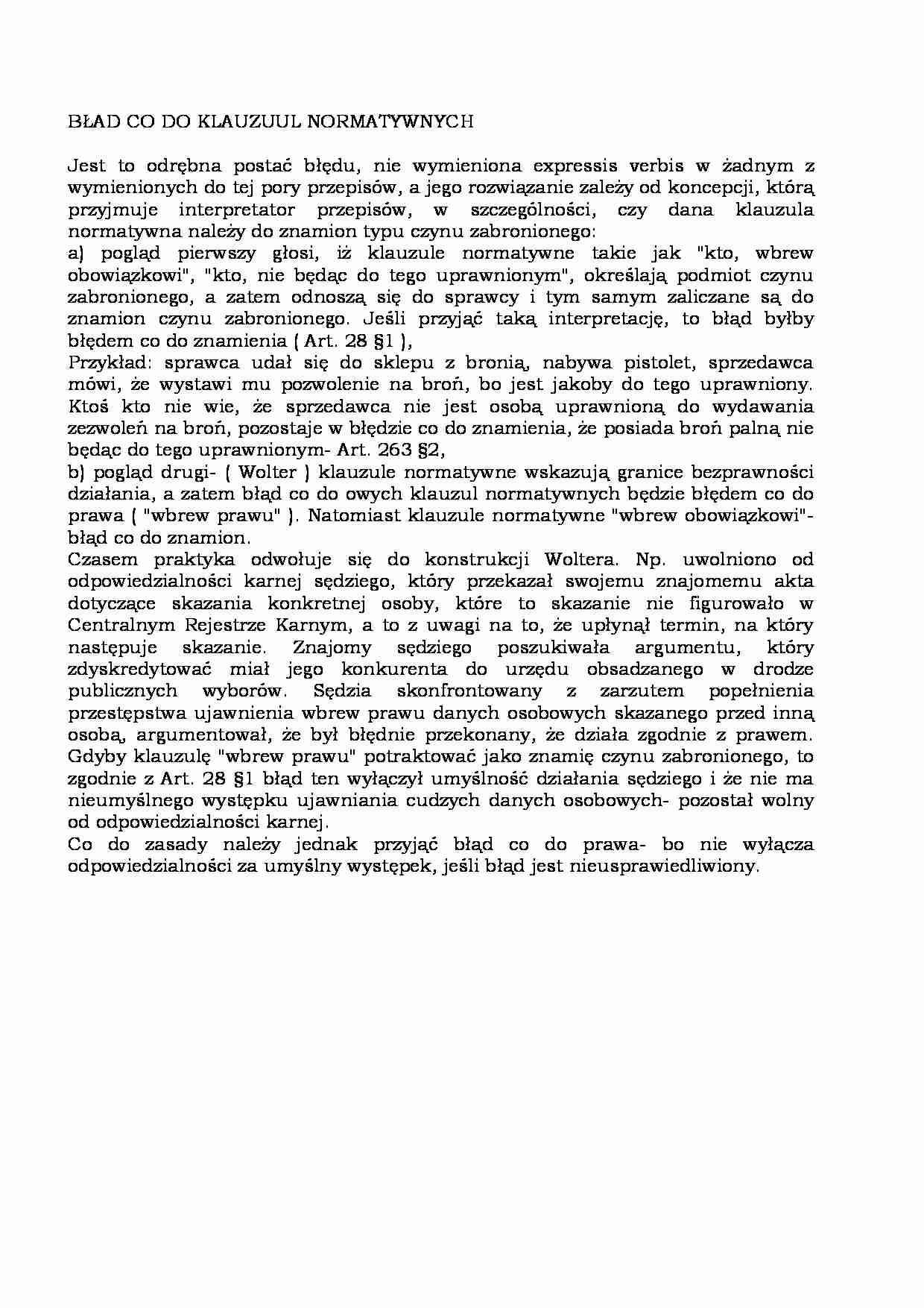 Błąd co do klauzul normatywnych  - strona 1