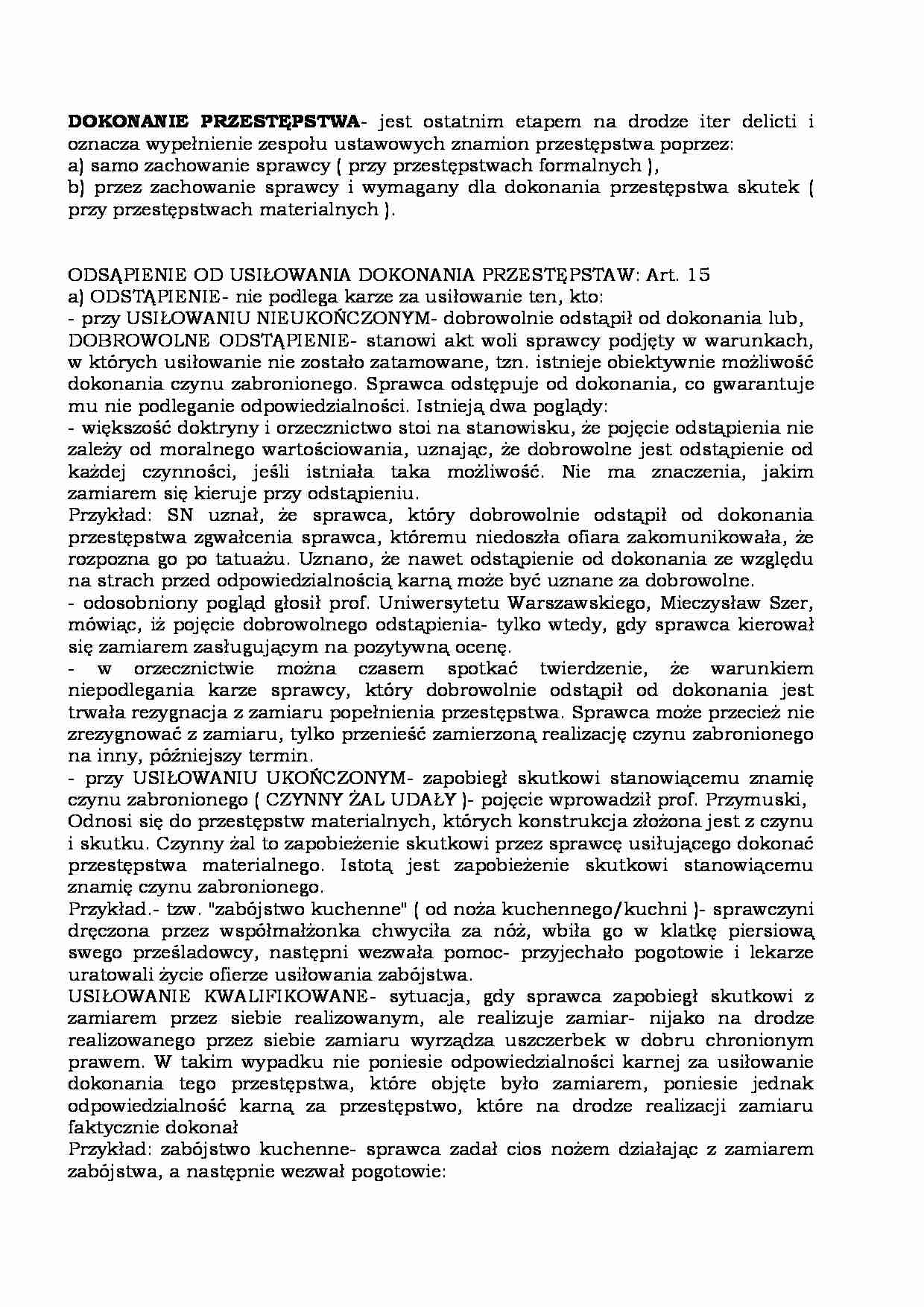Dokonanie przestępstwa  - strona 1