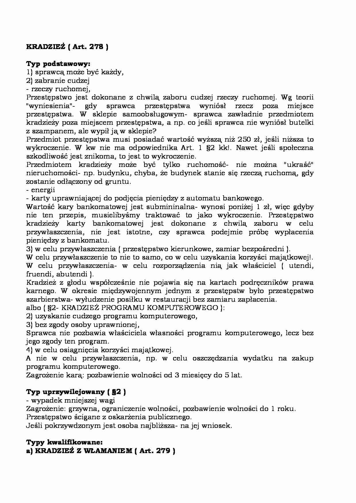 Przestępstwo kradzieży  - strona 1