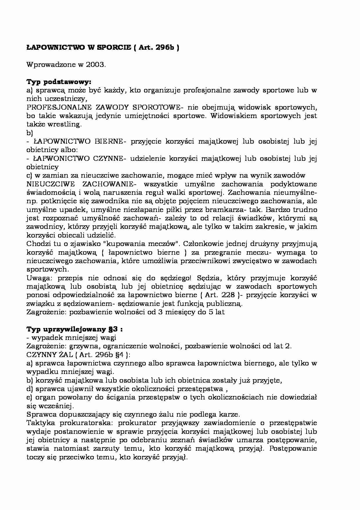 Łapownictwo w sporcie  - strona 1