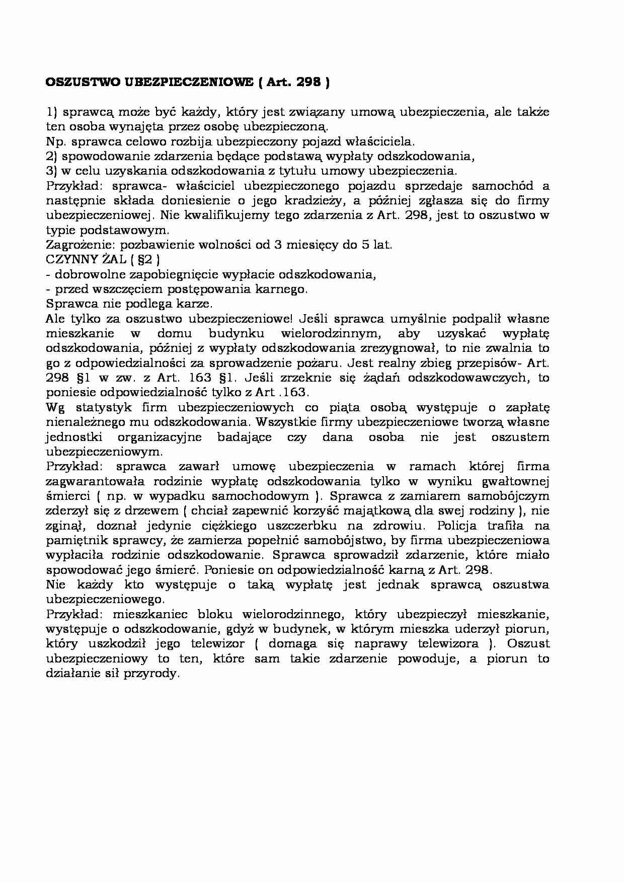 Oszustwo ubezpieczeniowe  - strona 1