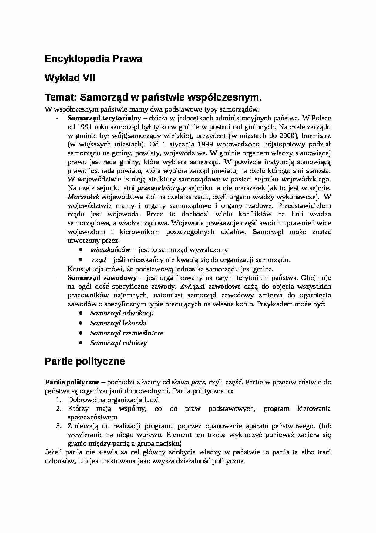 Encyklopedia Prawa - wyklad 07 [30.10.2001] - strona 1