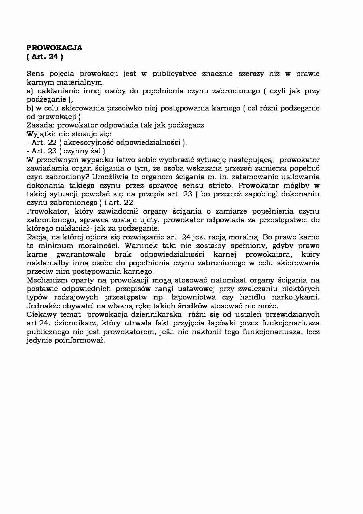 Prowokacja w prawie karnym  - strona 1