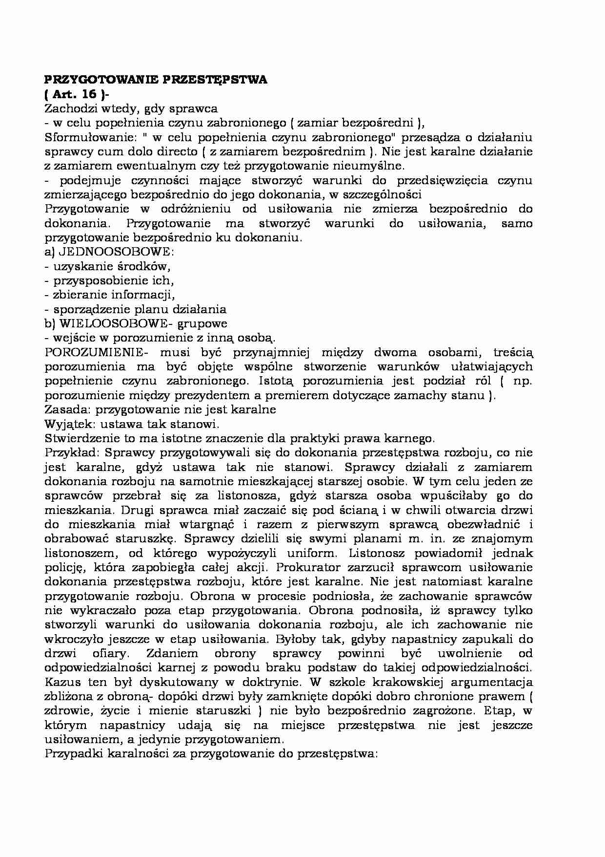 Przygotowanie przestępstwa  - strona 1