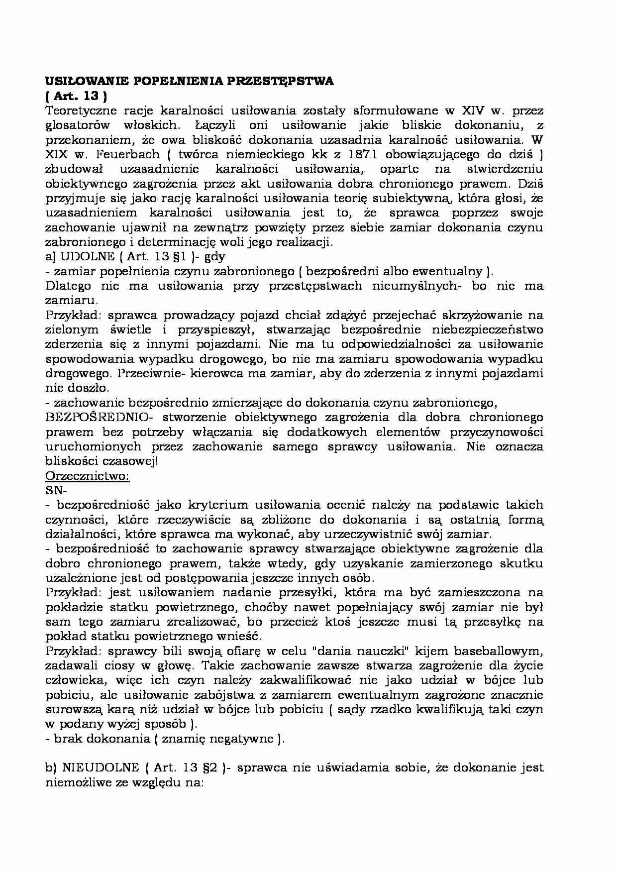 Usiłowanie popełnienia przestępstwa  - strona 1