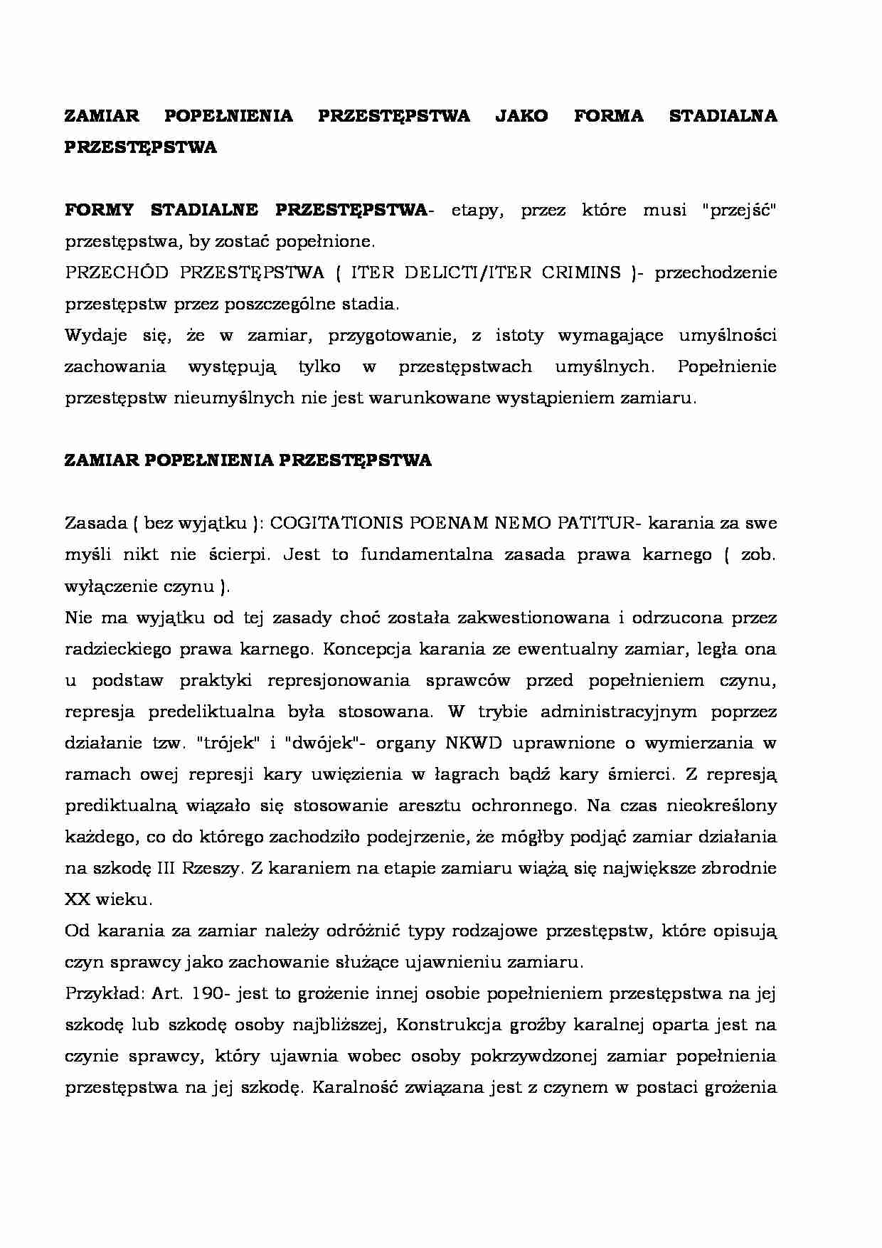 Zamiar popełnienia przestępstwa  - strona 1