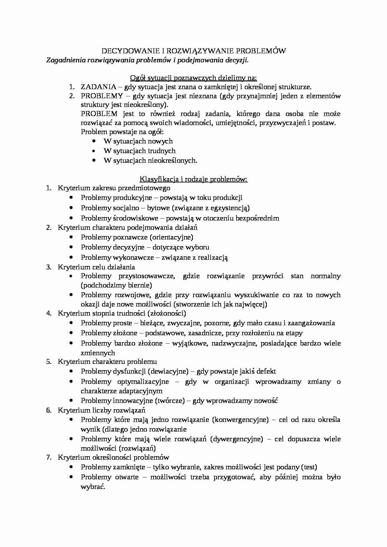 Decydowanie i rozwiązywanie problemów - strona 1