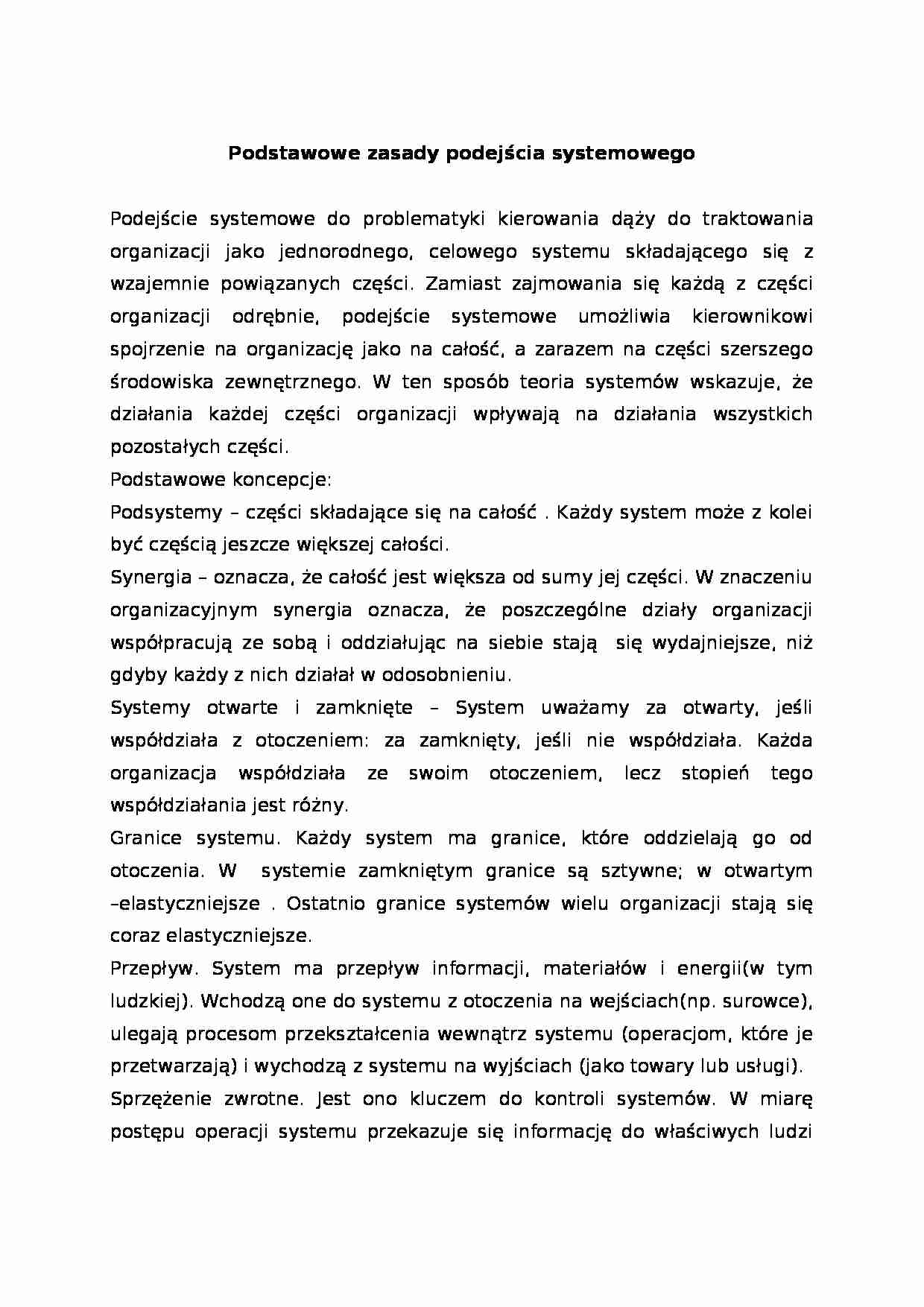 Podstawowe zasady podejścia systemowego - strona 1