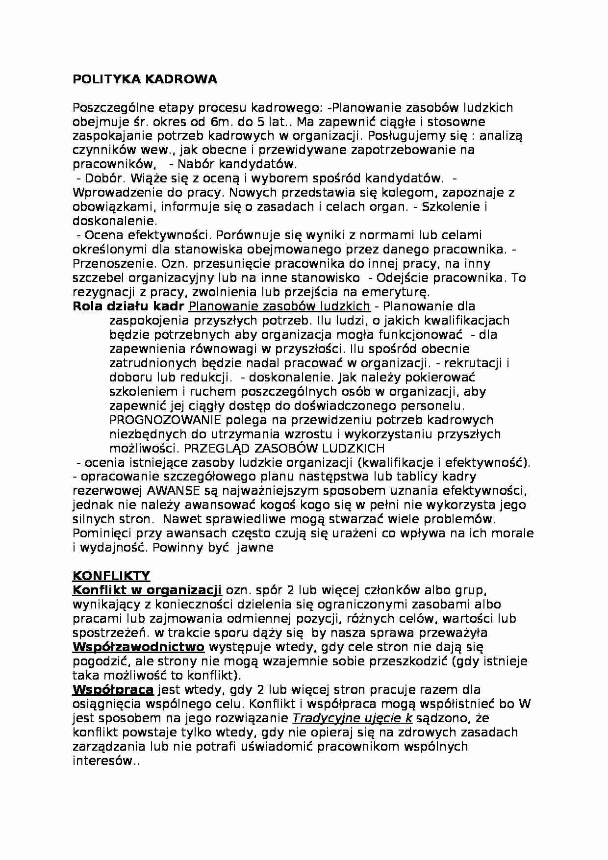 Polityka kadrowa, zasoby ludzkie - strona 1