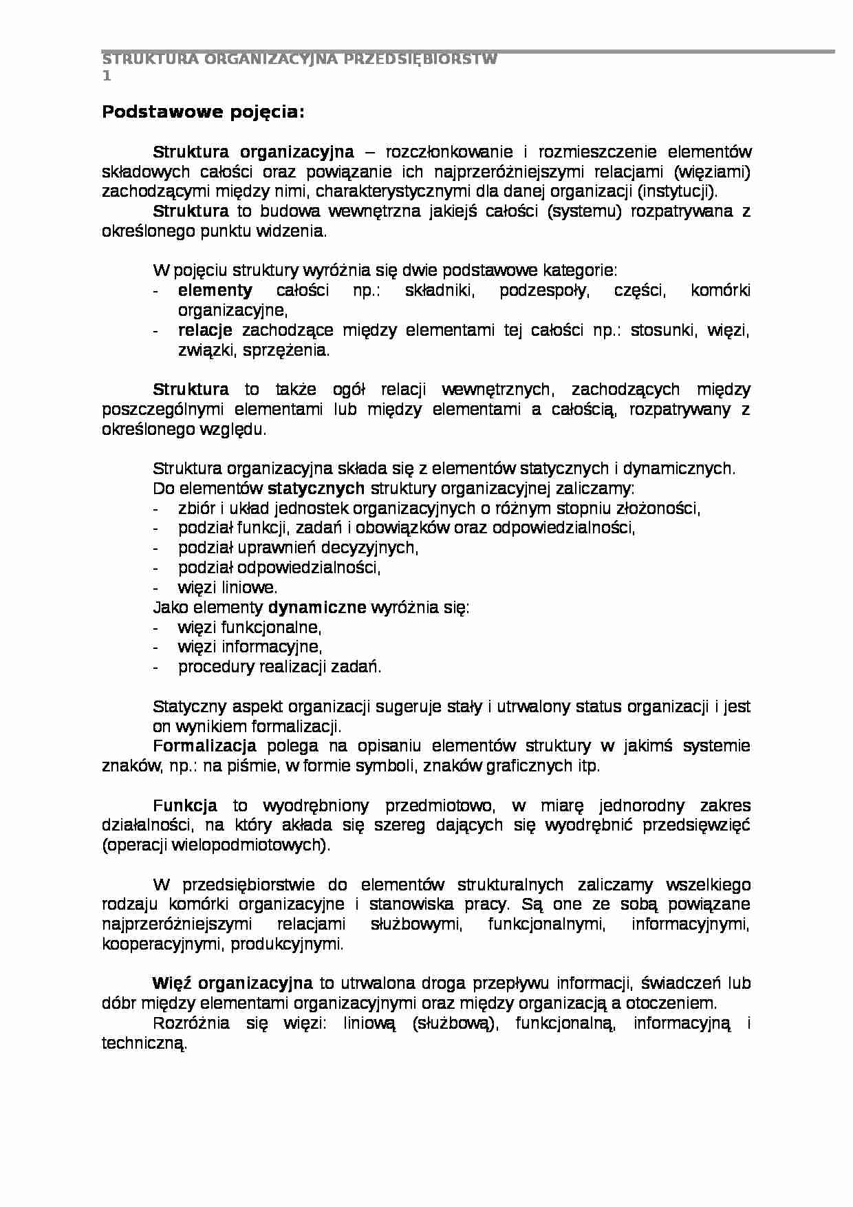 Struktura organizacyjna przedsiębiorstw - strona 1